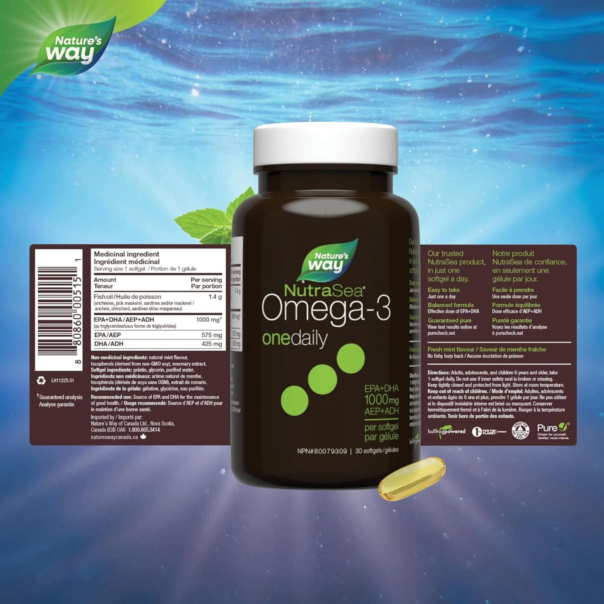 NutraSea One Daily Omega-3, 30 Softgels - Image 2