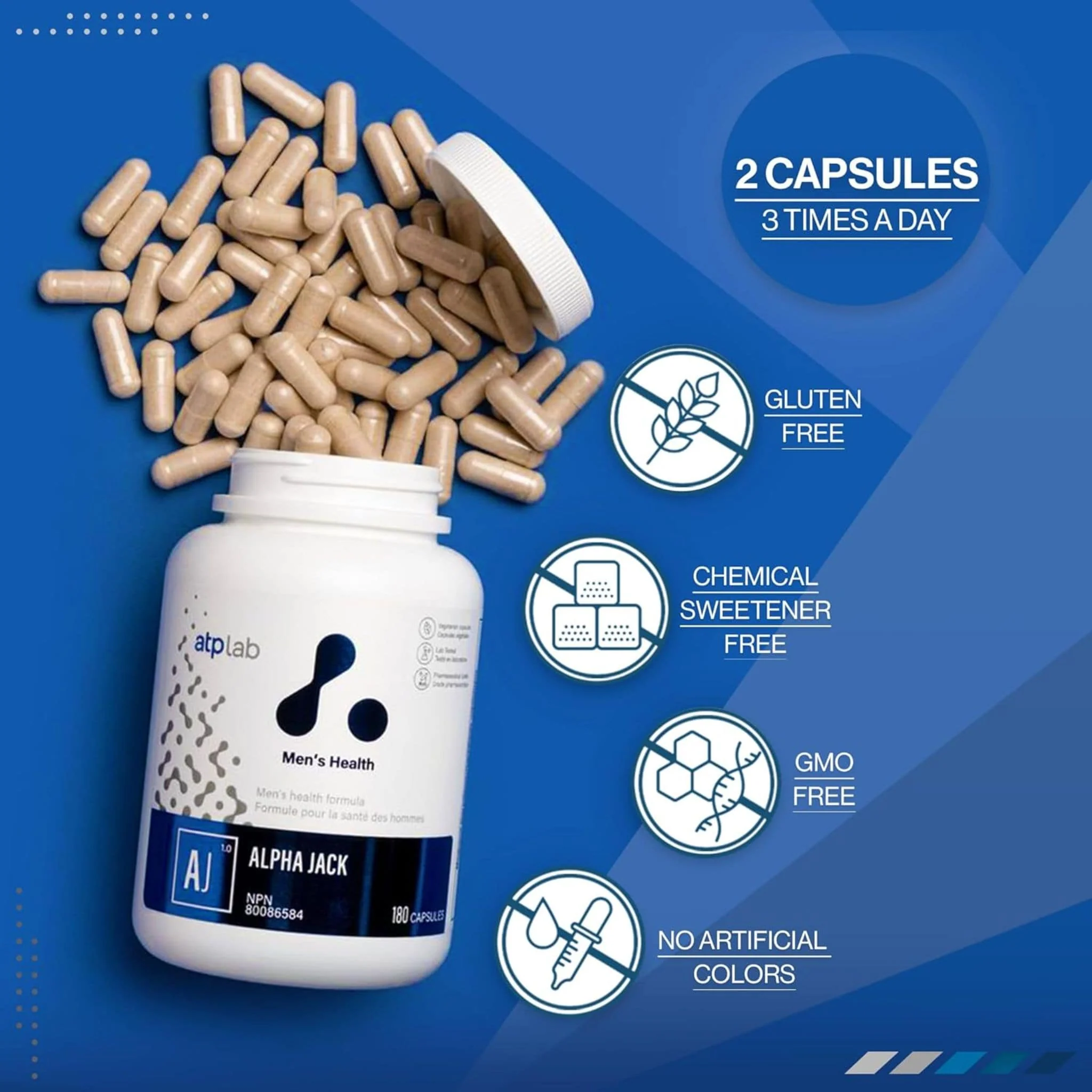 ATP Lab Alpha Jack, Support for Men's Health, 180 Vegetable Capsules - Image 6