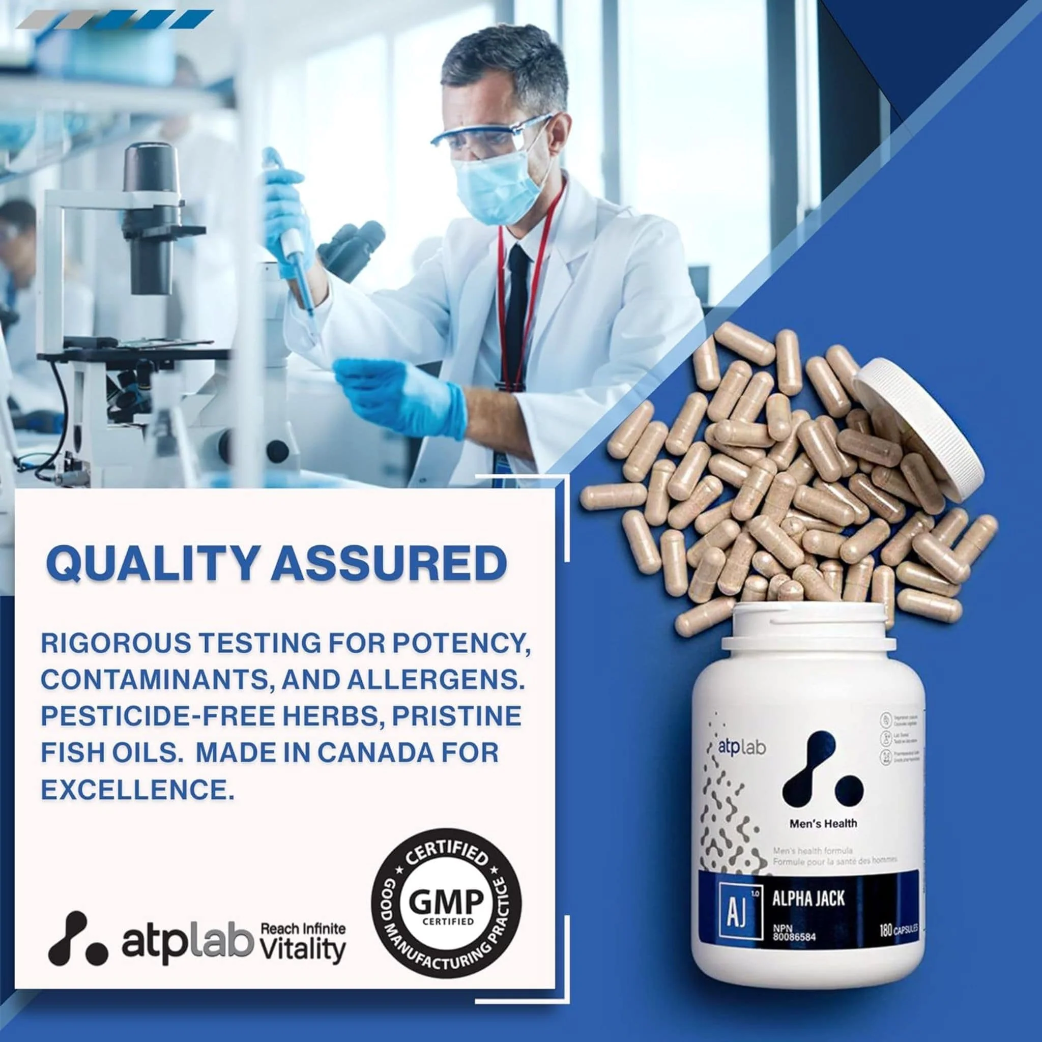 ATP Lab Alpha Jack, Support for Men's Health, 180 Vegetable Capsules - Image 9