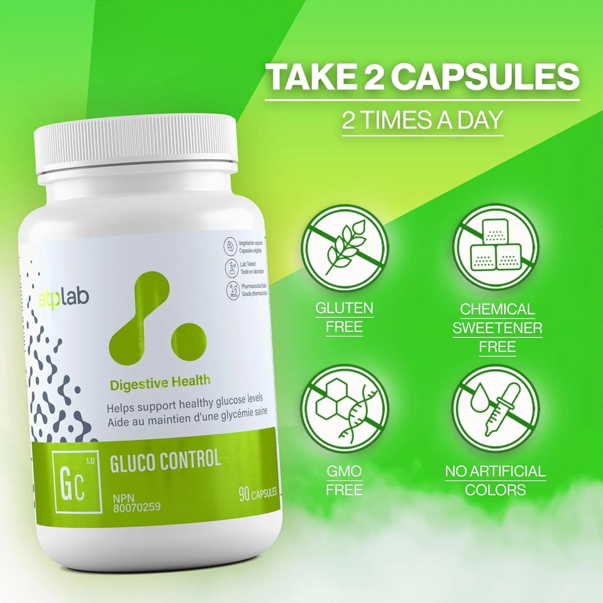 ATP Lab Gluco Control, 90 Vegetable Capsules - Image 6