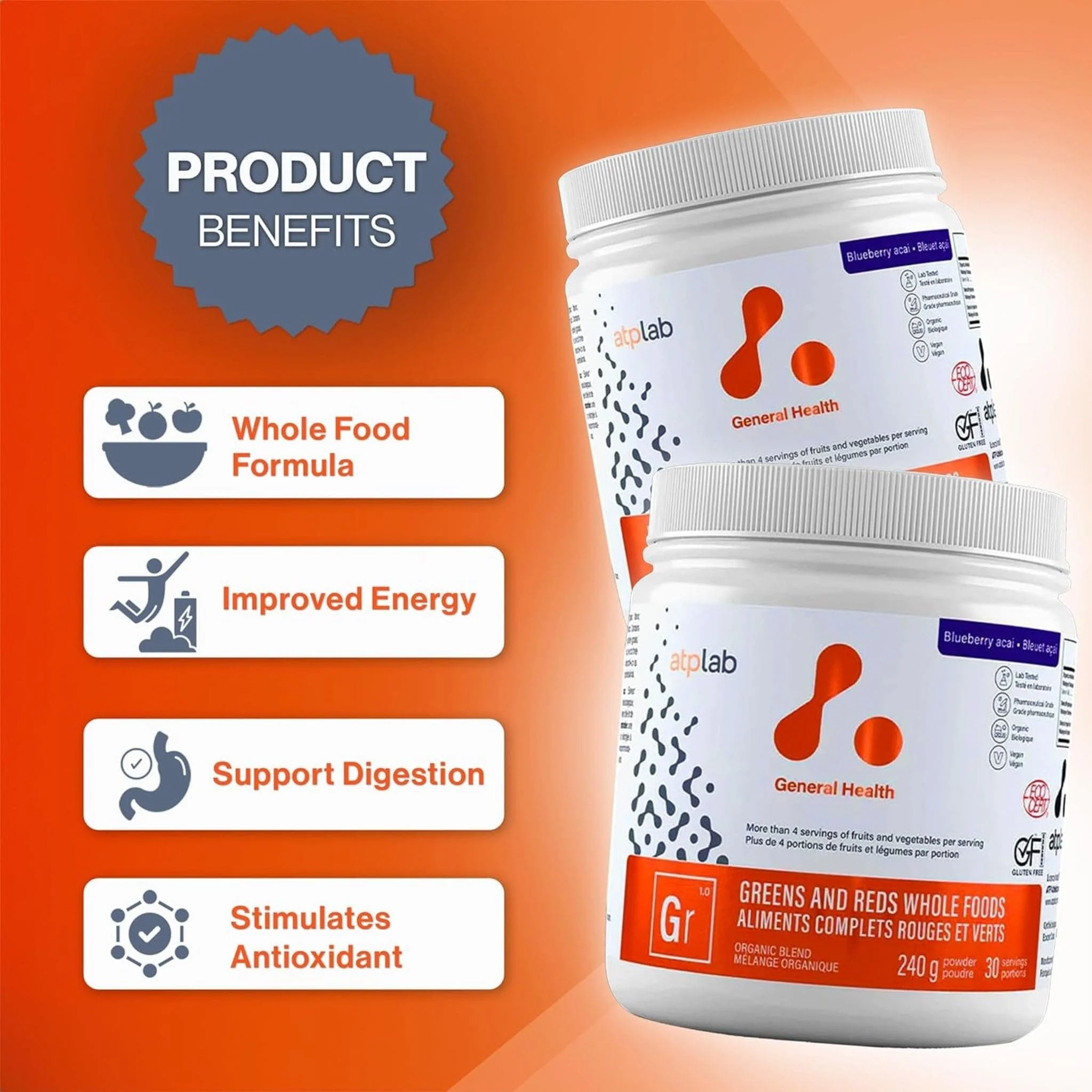 ATP Lab Greens & Reds Whole Foods Powder, 240g - Image 6