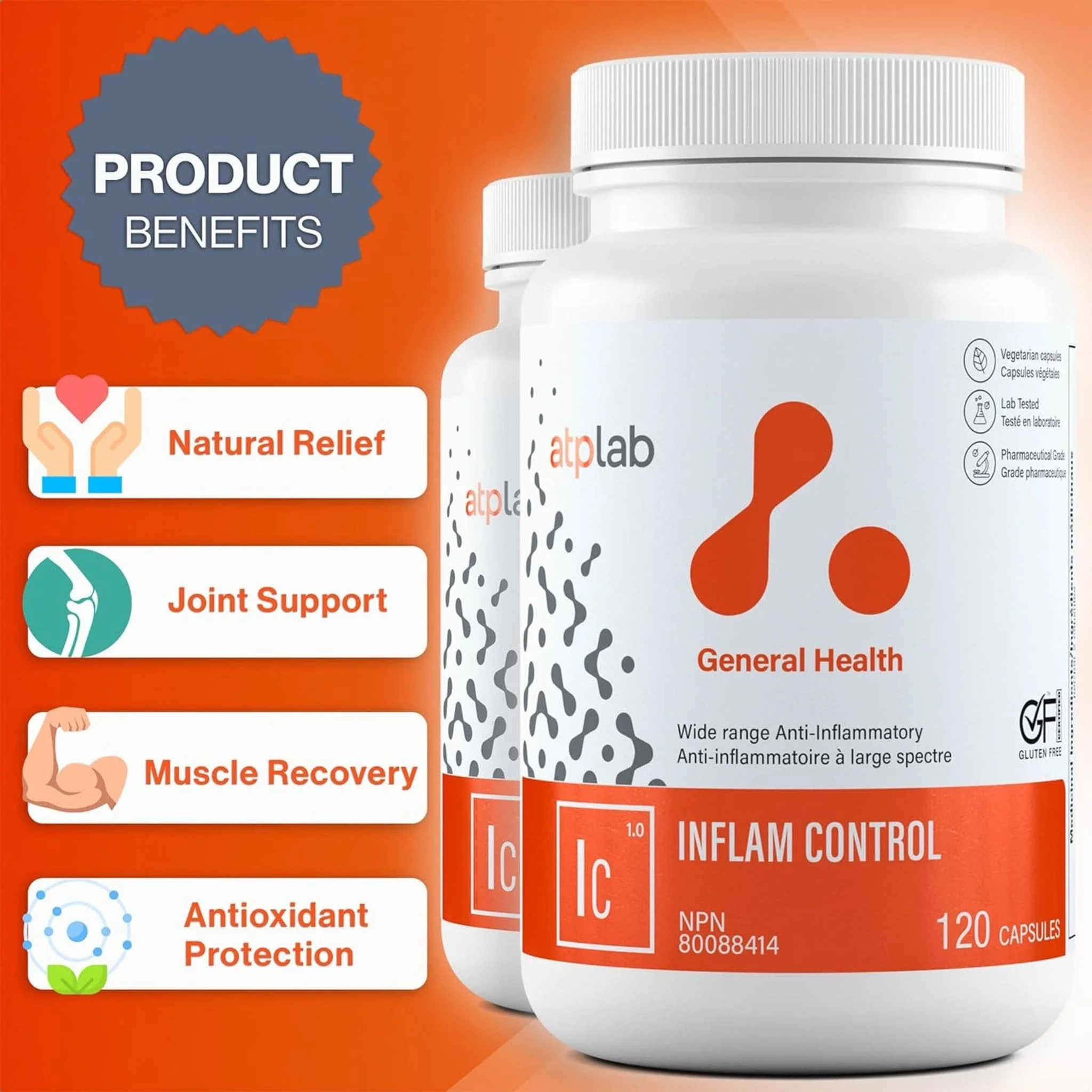 ATP LAB Inflam Control, Anti-Inflammatory Support, 120 Vegetable Capsules - Image 6