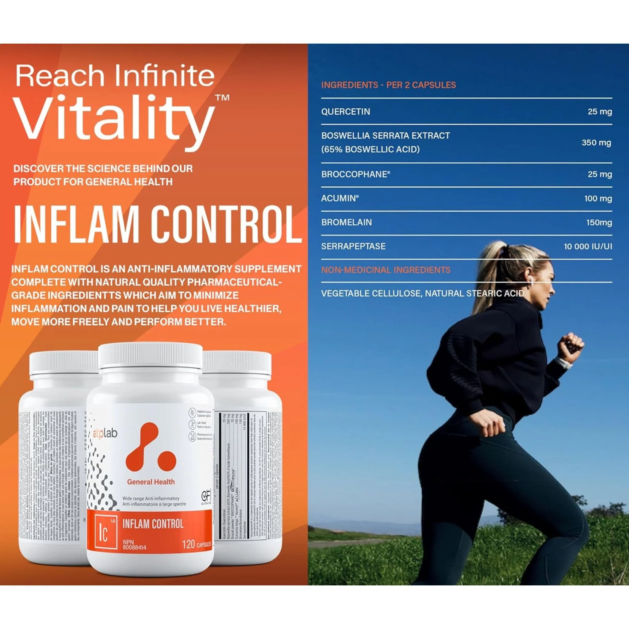 ATP LAB Inflam Control, Anti-Inflammatory Support, 120 Vegetable Capsules - Image 9