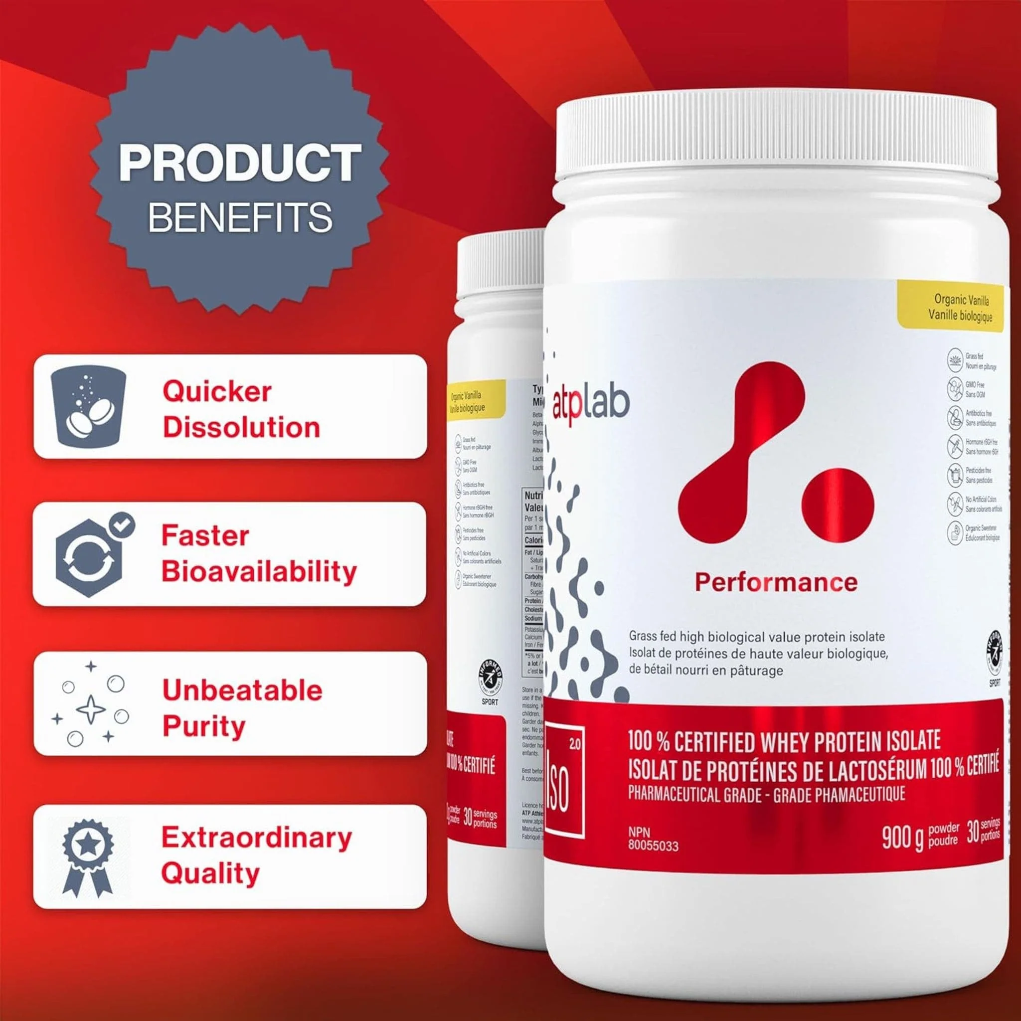 ATP Lab ISO, Certified Whey Protein Isolate Powder, Grass-Fed, 900g, 30 Servings - Image 6