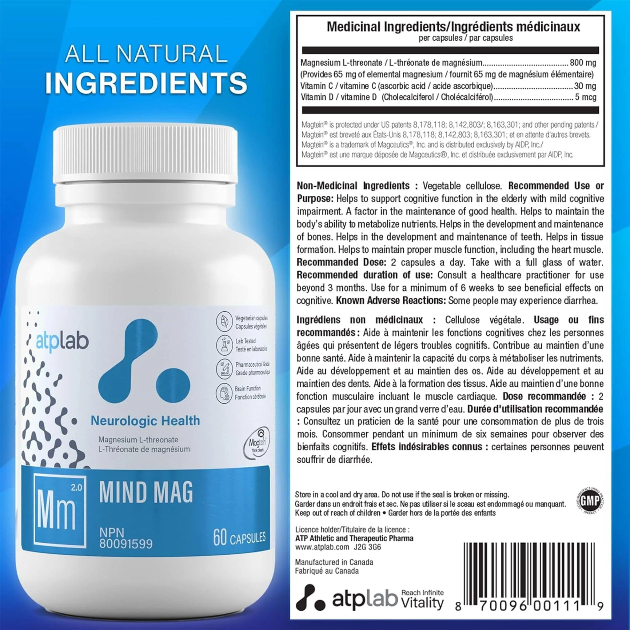 ATP Lab Mind Mag, Support Brain and Bone Health, 60 Vegetable Capsules - Image 8