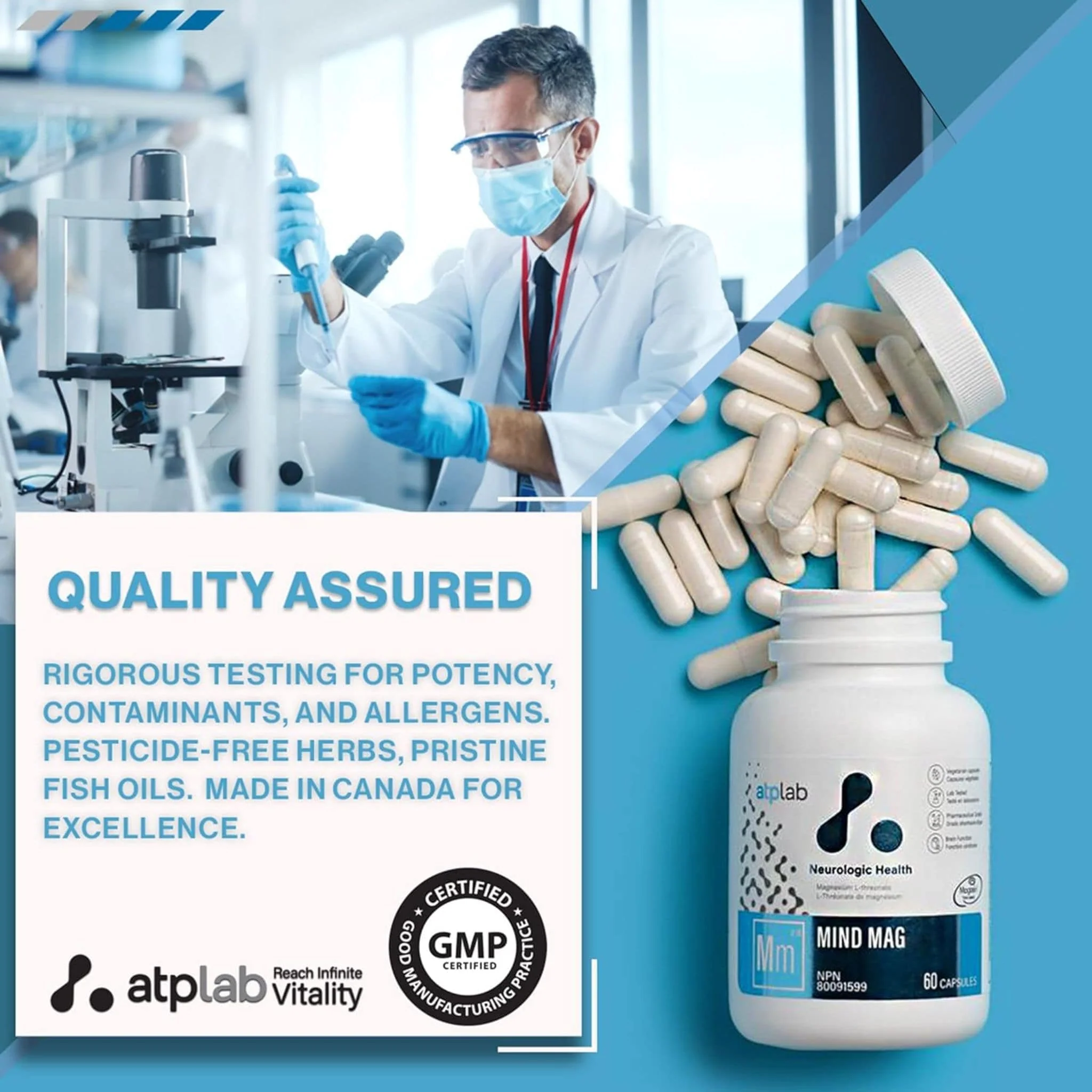 ATP Lab Mind Mag, Support Brain and Bone Health, 60 Vegetable Capsules - Image 9
