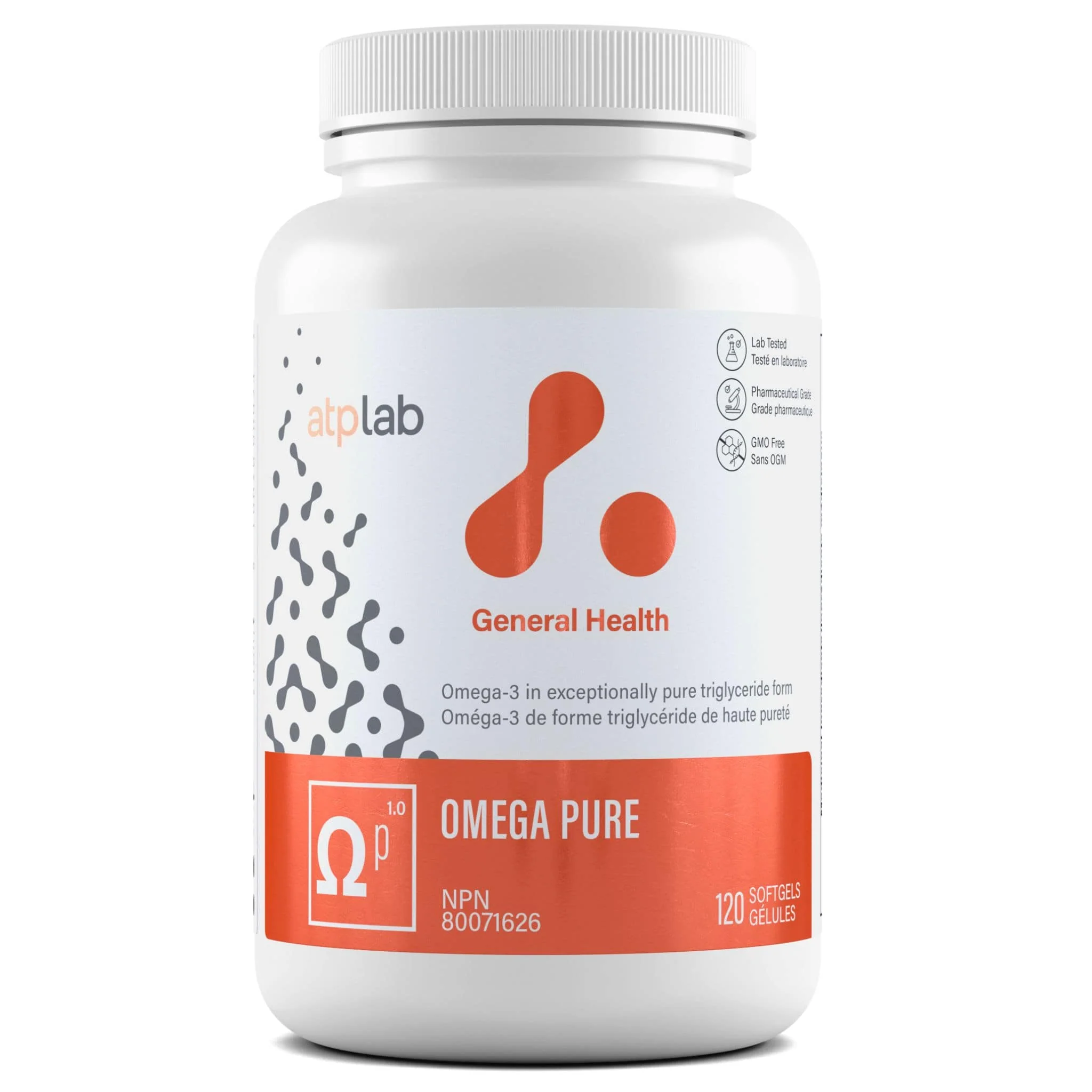 ATP Lab Omega Pure, High-Potency Omega-3 Triglyceride, 120 Softgels