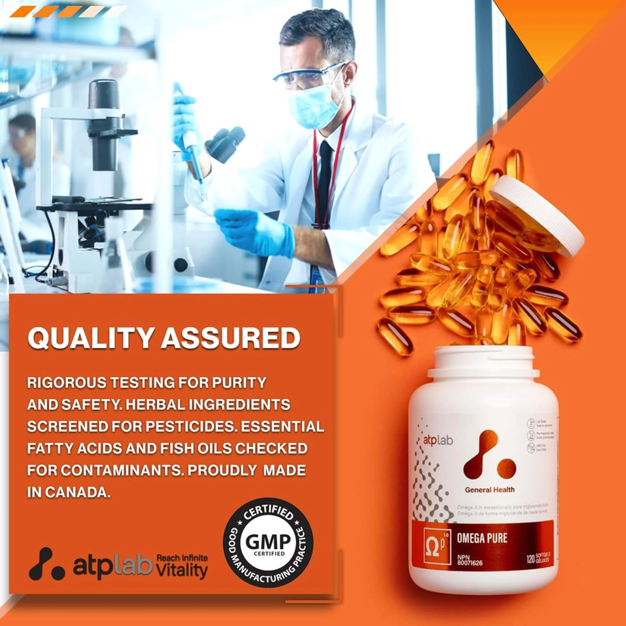 ATP Lab Omega Pure, High-Potency Omega-3 Triglyceride, 120 Softgels - Image 10