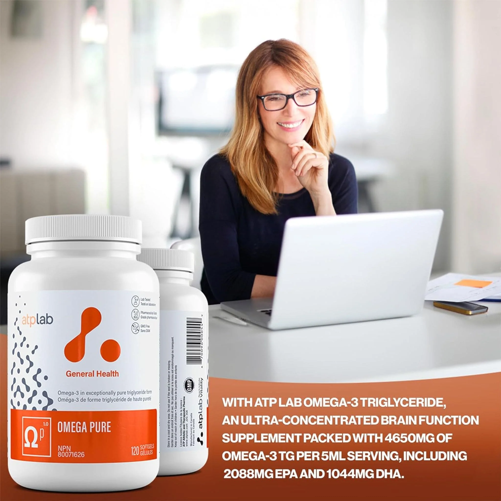 ATP Lab Omega Pure, High-Potency Omega-3 Triglyceride, 120 Softgels - Image 5