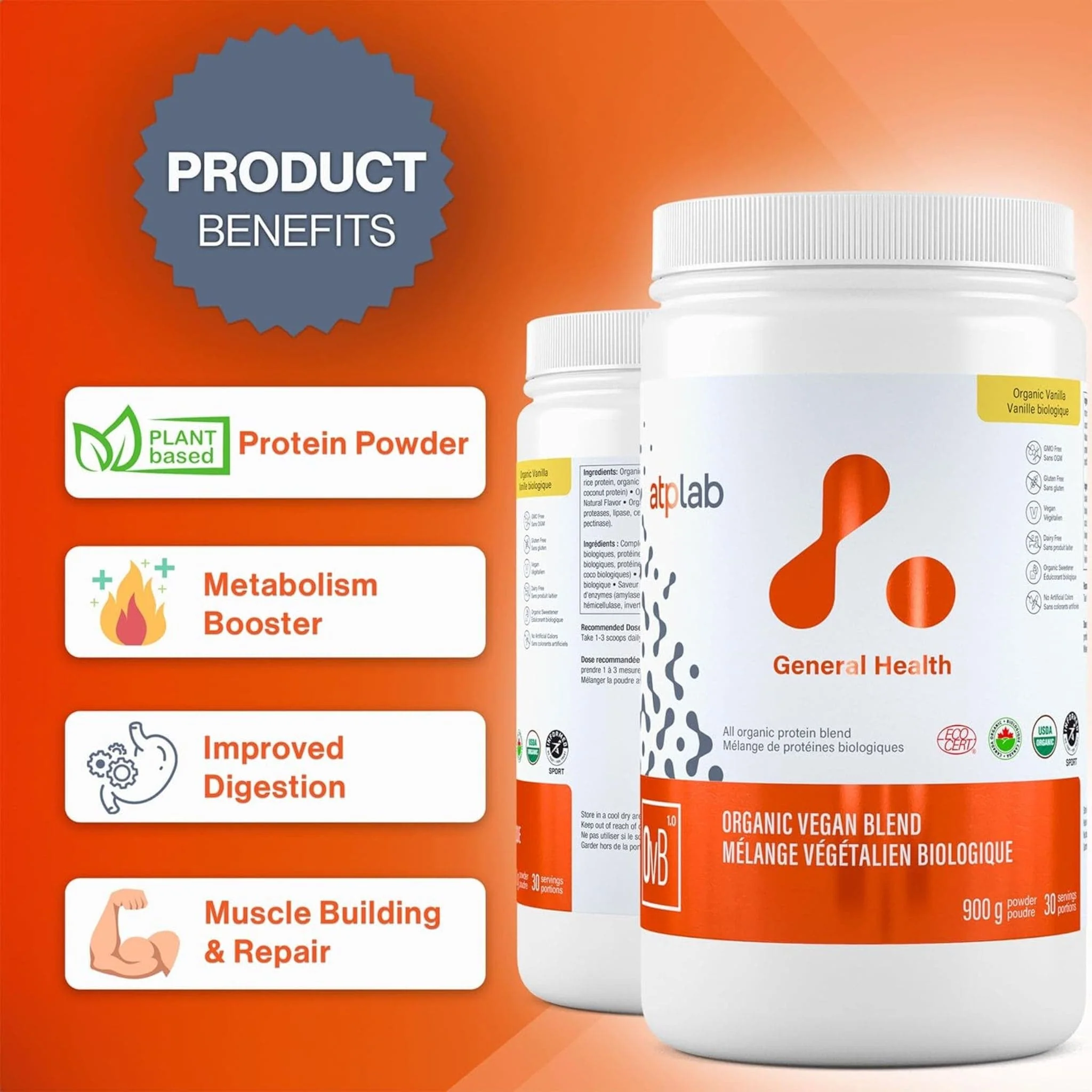 ATP Lab Organic Vegan Blend, 900g - Image 5
