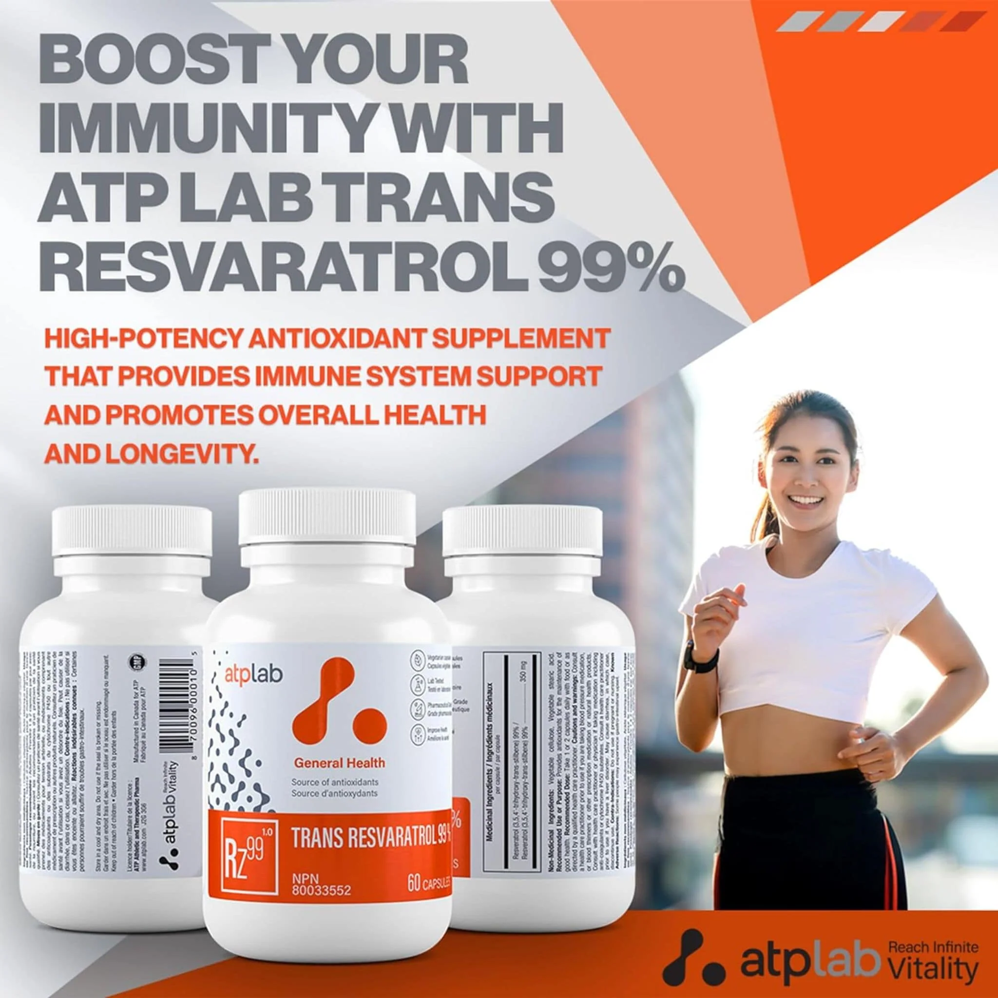 ATP Lab Transreveratrol 99%, 60 Vegetable Capsules - Image 4