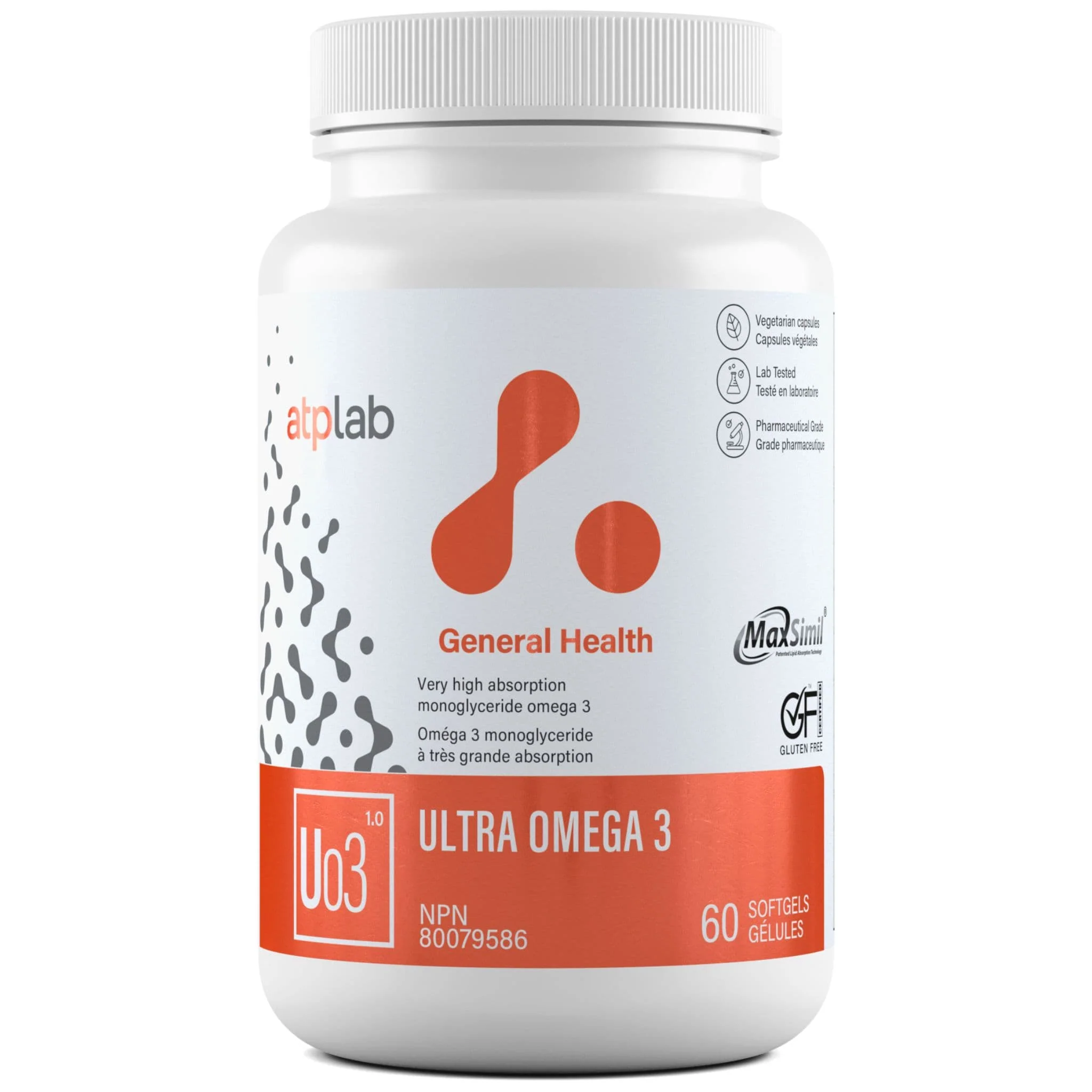 ATP Lab Ultra Omega 3, Supports Cognitive and Cardiovascular Health, 60 Softgels