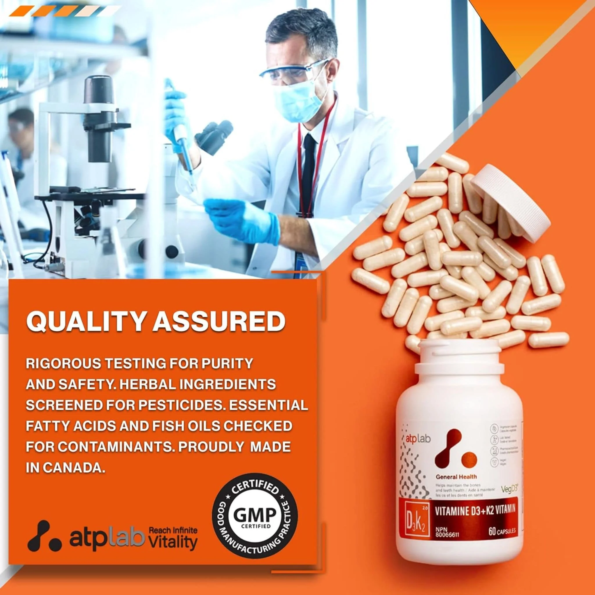 ATP Lab Vitamin D3K2, 60 Vegetable Capsules - Image 7