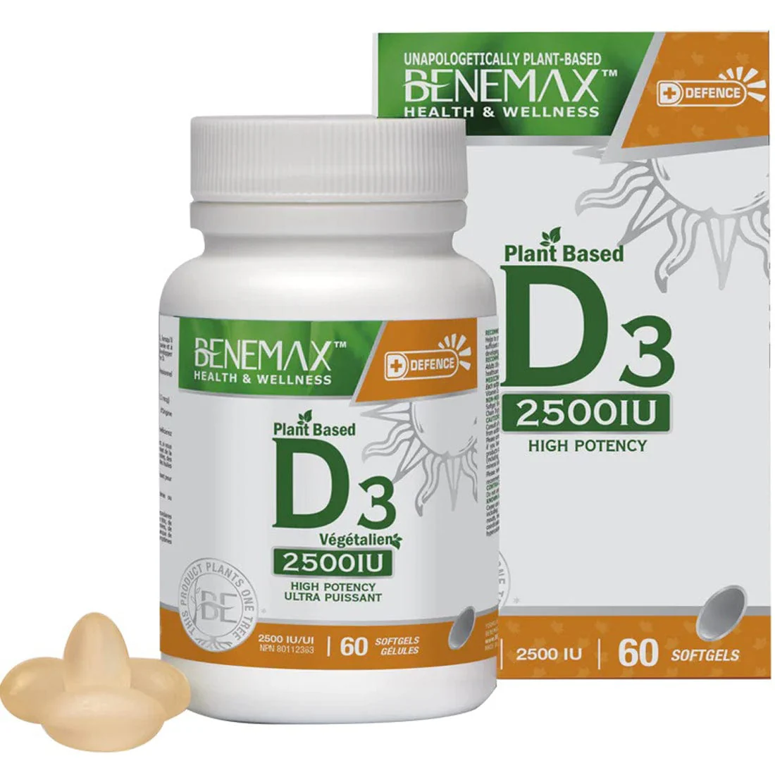 Benemax Plant Based Vitamin D3 2500IU Softgels - Image 2