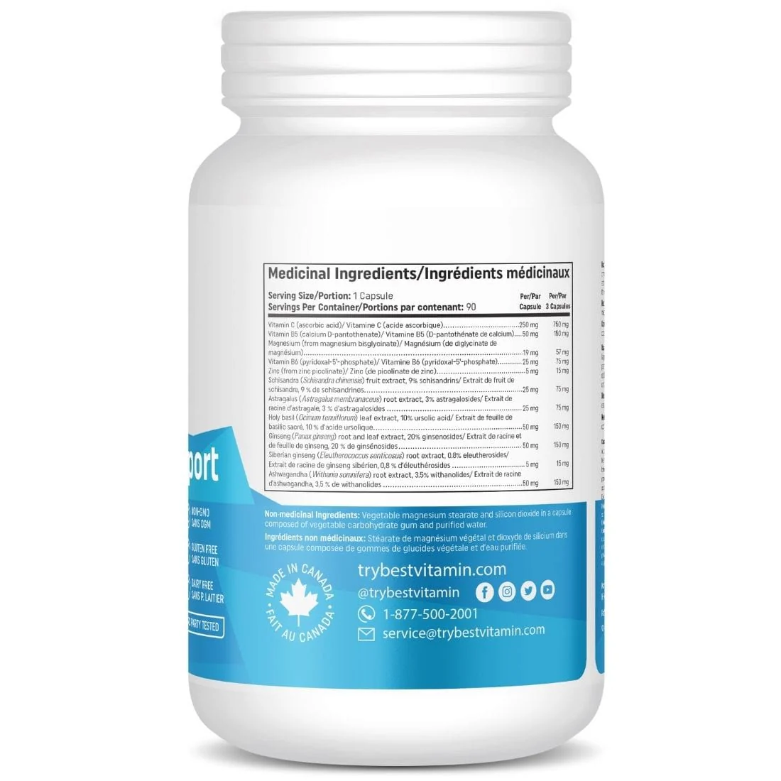 BestVitamin Best Adrenal Support, Licorice-Free, 90 Vegetable Capsules, Clearance 50% Off, Final Sale - Image 2