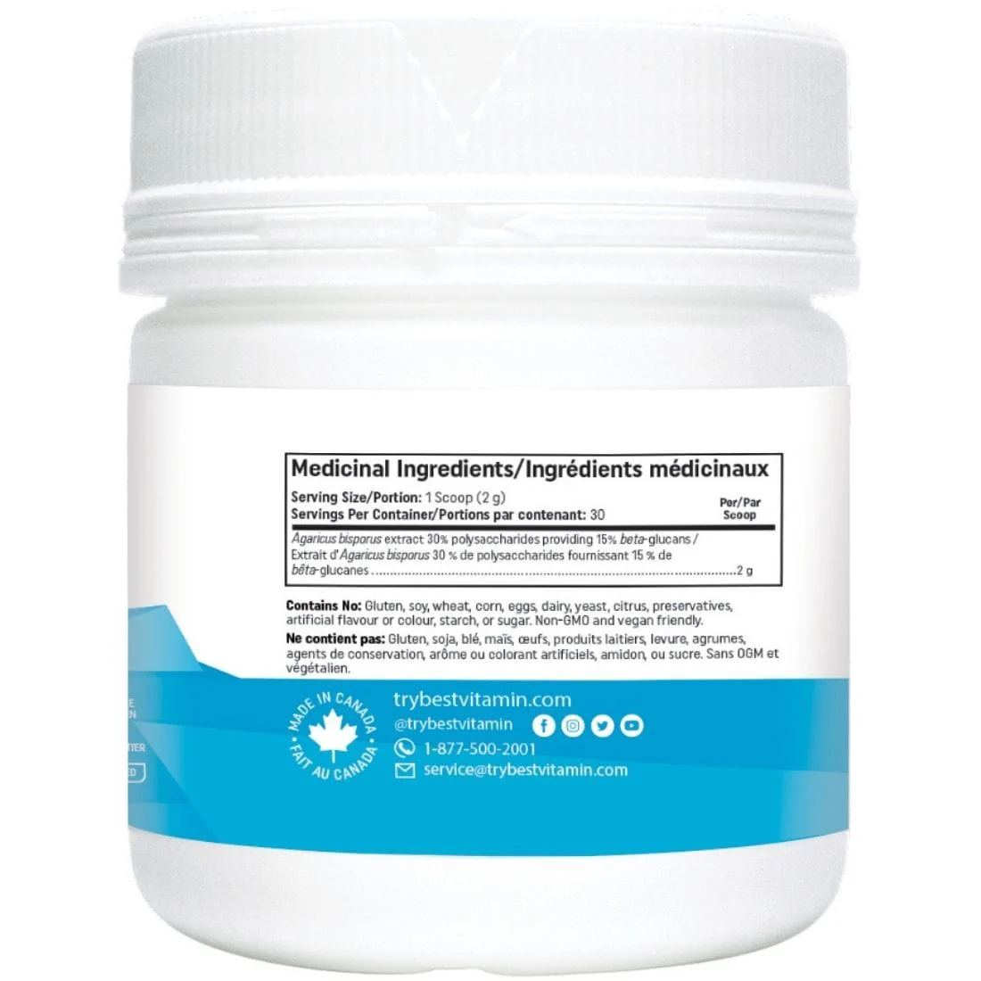 Bestvitamin Best Agaricus Mushroom Powder 2000mg, 60g - Image 3