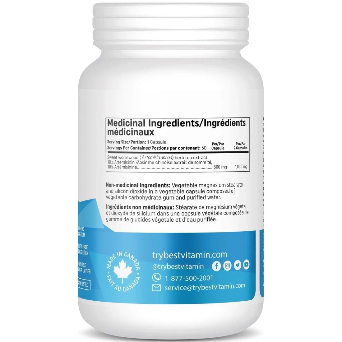 Bestvitamin Best Artemisinin Wormwood 500mg, 60 Vegetable Capsules, Clearance 50% Off, Final Sale - Image 3