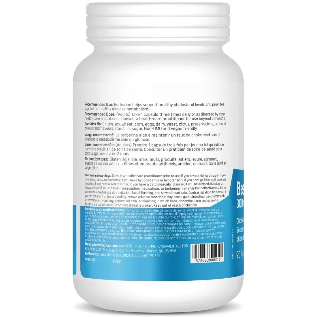 BestVitamin Best Berberine 300mg, Extra Strength, Non-GMO, 90 Vegetable Capsules - Image 3