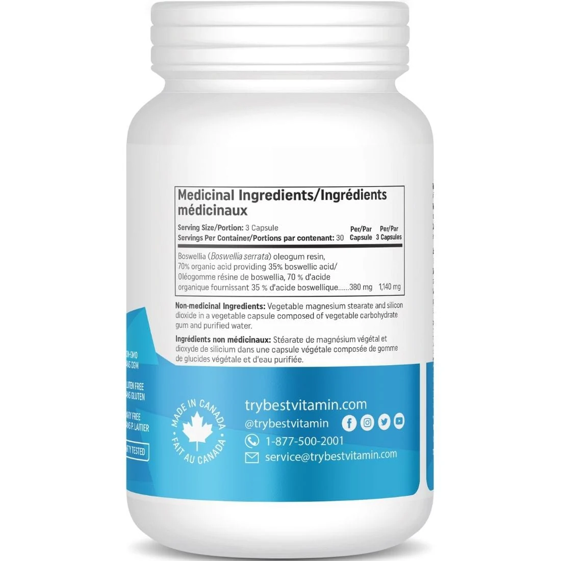 BestVitamin Best Boswellia 380mg, Osteoarthritic Joint Pain Relief, 90 Vegetable Capsules - Image 3