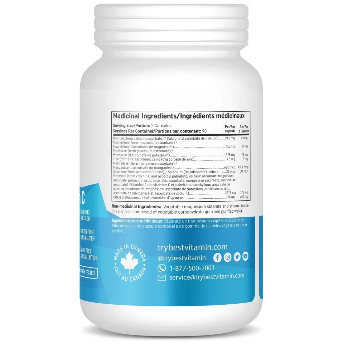 Bestvitamin Best Buffered Vitamin C Complex 775mg with Zinc, Highly Absorbable, 180 Capsules, 3 Month Supply - Image 3
