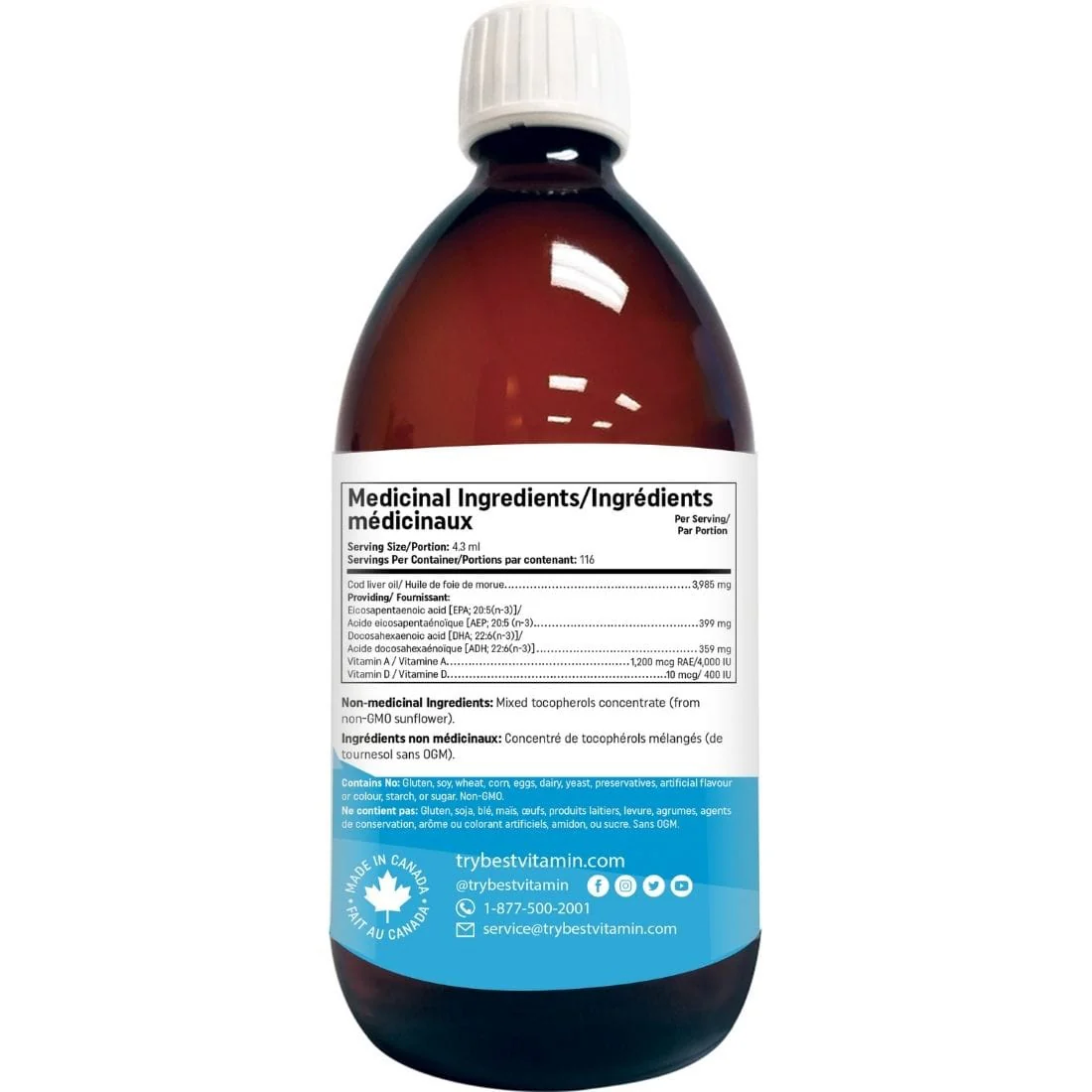 BestVitamin Best Cod Liver Oil, Non-GMO, 500ml - Image 2