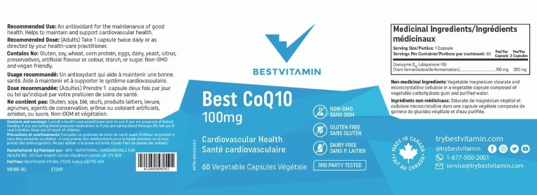BestVitamin Best CoQ10 100mg, Fermented & Non-GMO, 60 Vegetable Capsules - Image 4