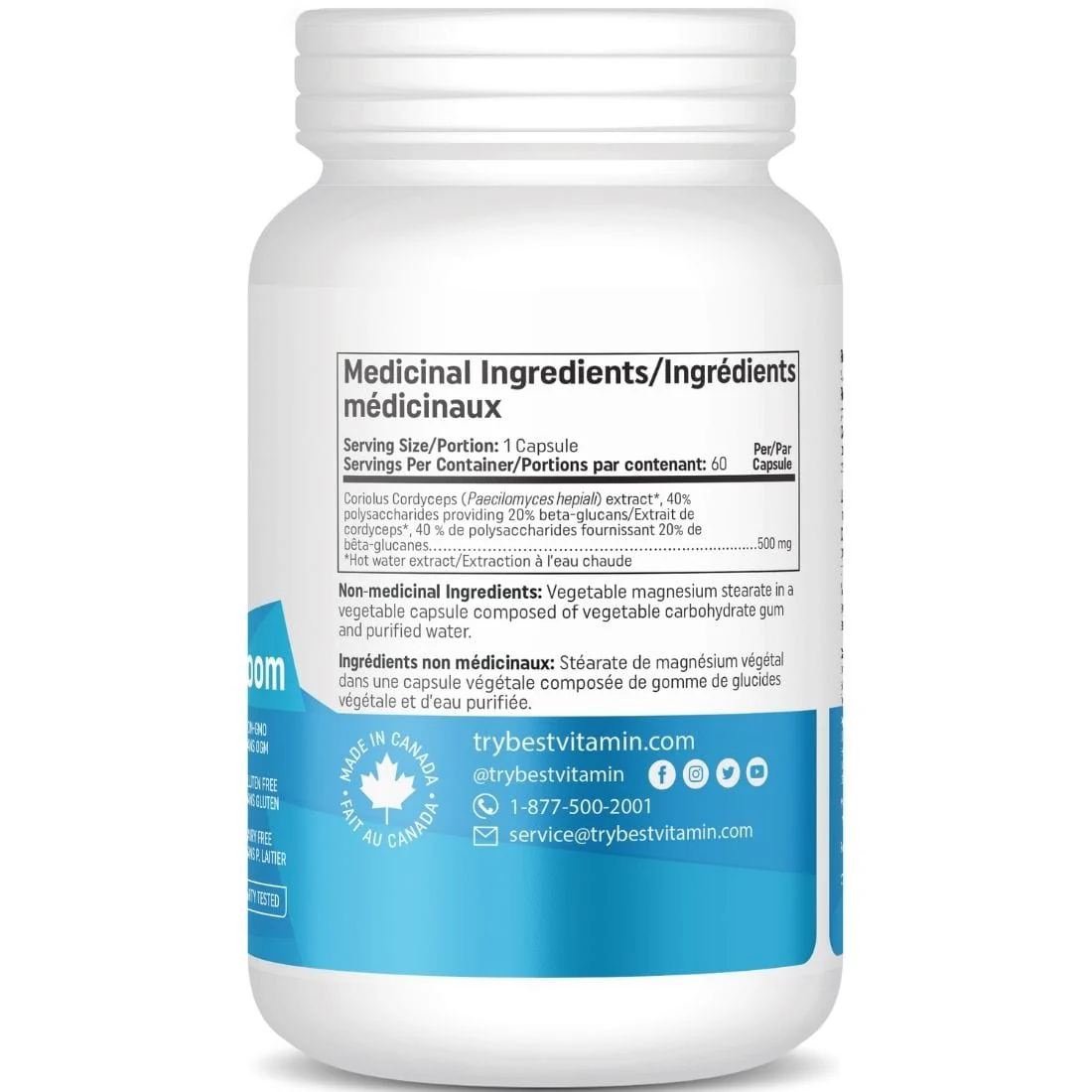 BestVitamin Best Cordyceps Mushroom 500mg, Anti- microbial immune support, Non-GMO, 60 Vegetable Capsules, Clearance 50% Off, Final Sale - Image 3