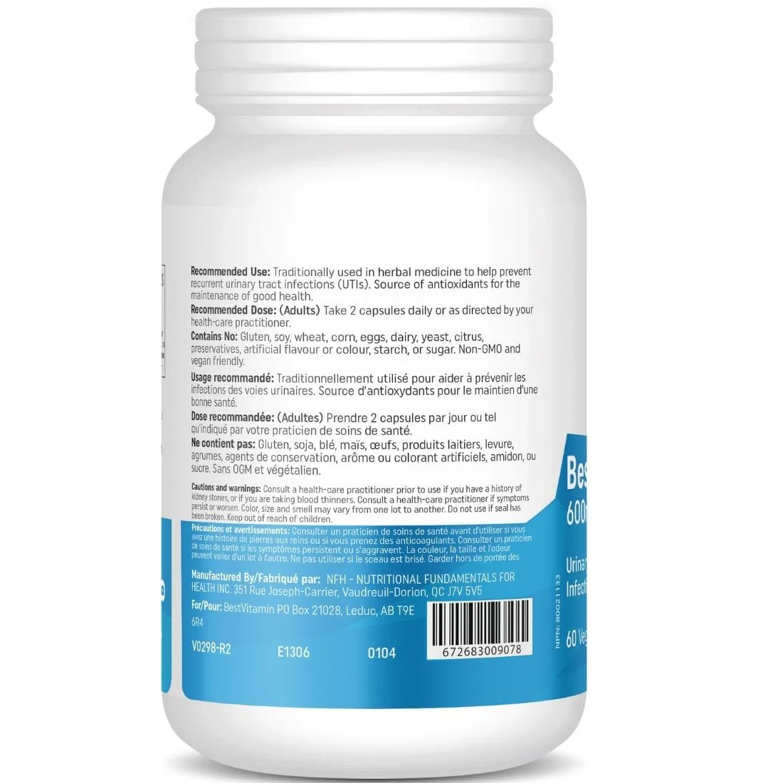 BestVitamin Best Cranberry 600mg, UTI Prevention & Support, Non-GMO, 60 Vegetable Capsules - Image 3