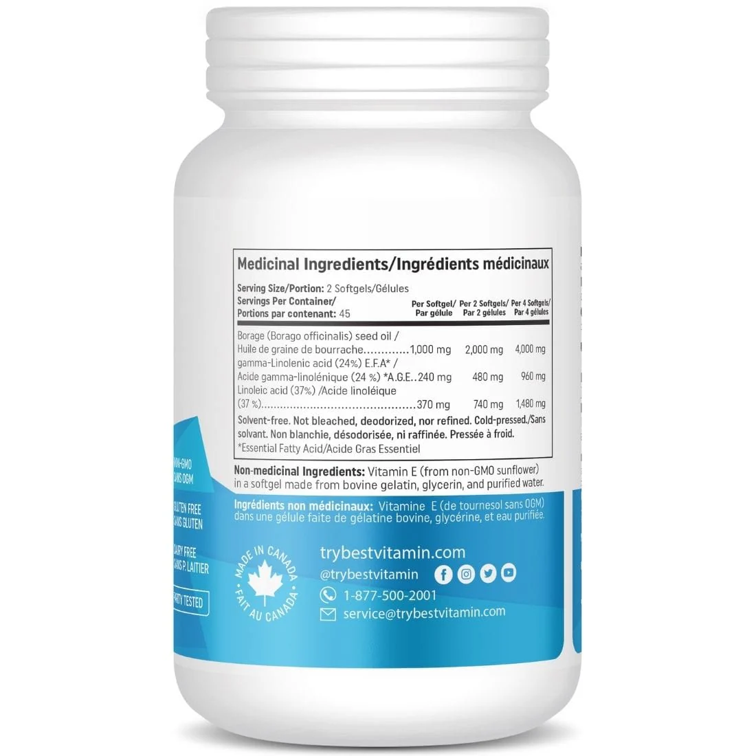 Bestvitamin Best GLA 1000mg, Cold Pressed Organic Borage Oil, Non-GMO, 90 Liquid Softgels, Clearance 50% Off, Final Sale - Image 2