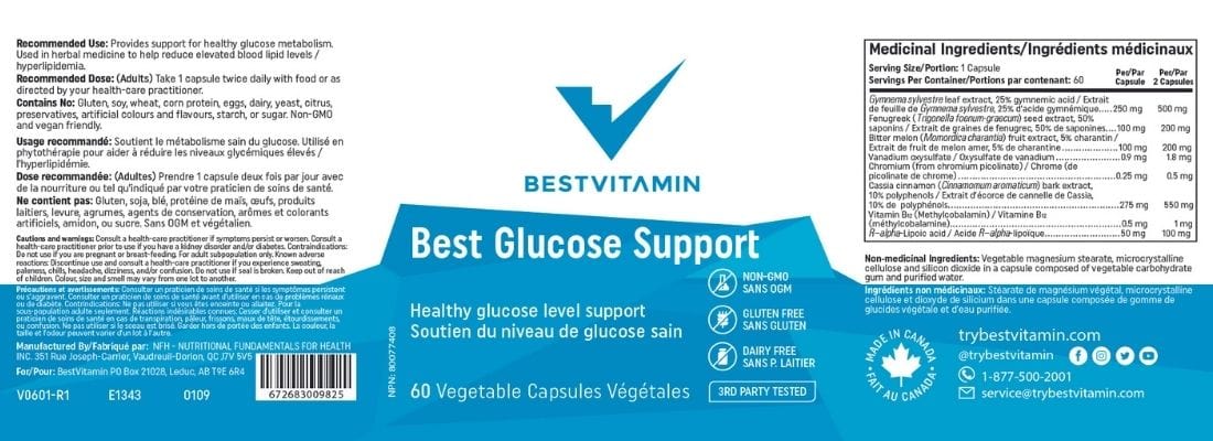 BestVitamin Best Glucose Support, Supports healthy glucose metabolism, 60 Vegetable Capsules - Image 4