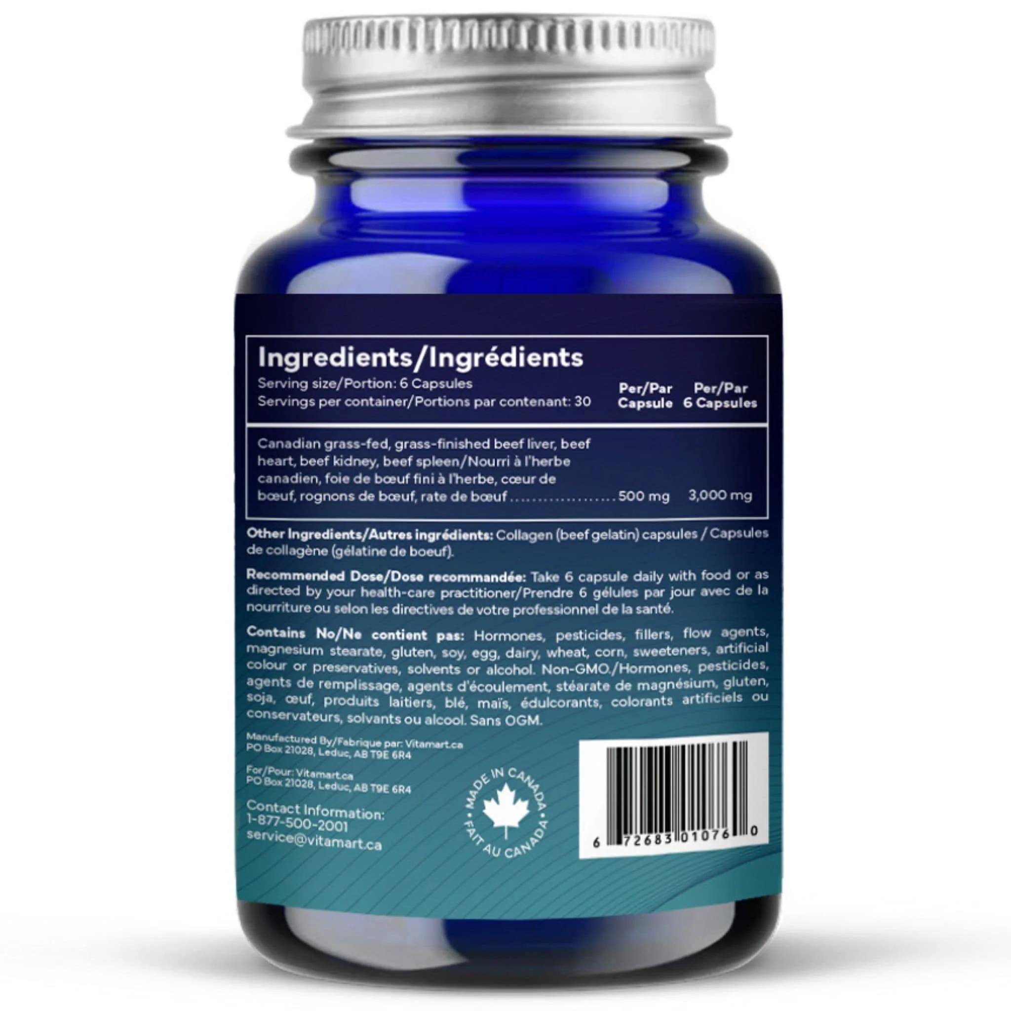 TRUMARK Grass-Fed Beef Organ Complex 500mg, Organic Grass-Fed, Finished Canadian Beef Liver, Heart, Kidney and Spleen, 180 Capsules - Image 4