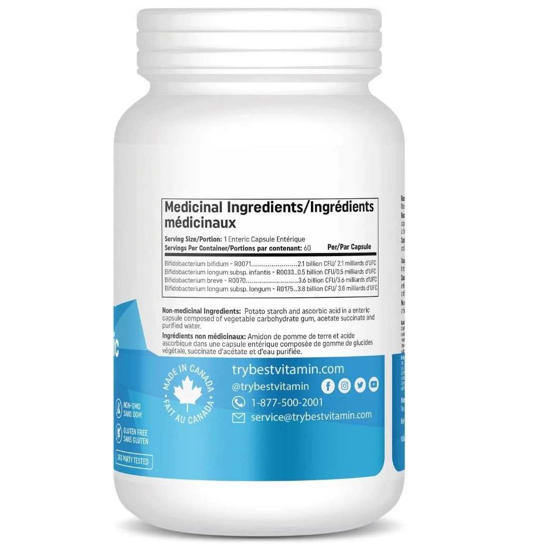 BestVitamin Best Gut Probiotic, 10 Billion, 4 Unique Bifido Probiotic Strains, 60 Vegetable Capsules - Image 3