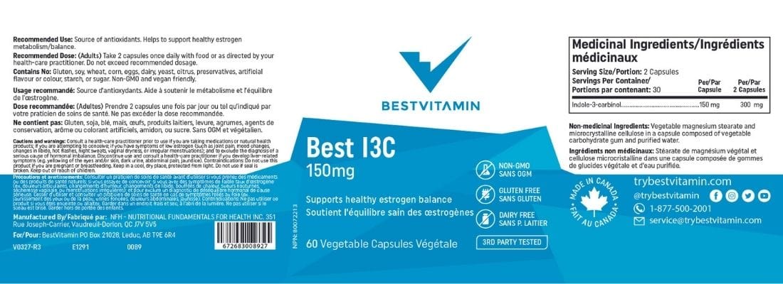 Bestvitamin Best I3C 150mg, Indole-3-carbinol, Supports healthy estrogen balance, 60 Vegetable Capsules - Image 4