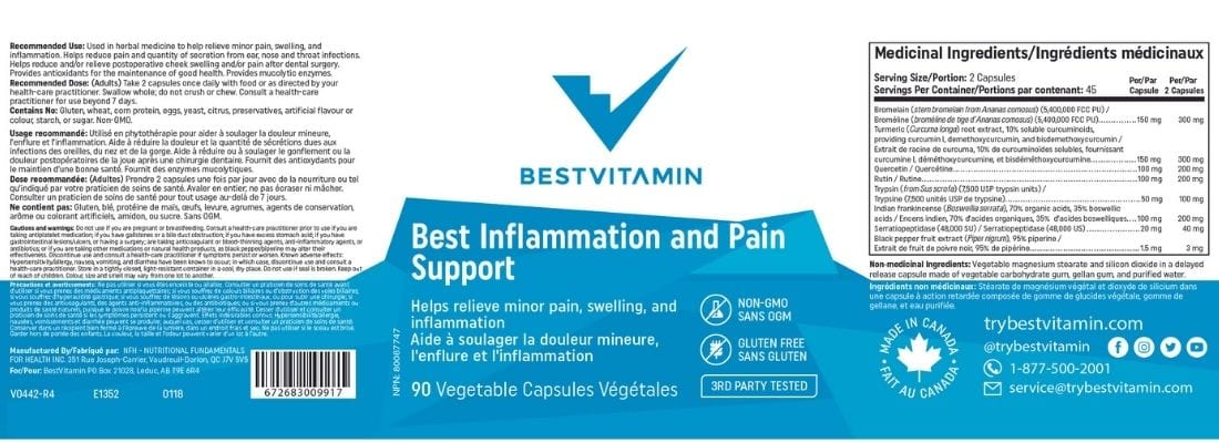 BestVitamin Best Inflammation and Pain Support, Helps relieve minor pain, swelling & inflammation - Image 4