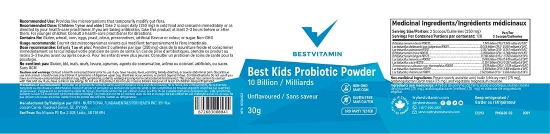 BestVitamin Best Kids Probiotic Powder, Flavourless, Mix in anything, 30g, Store in Fridge - Image 4