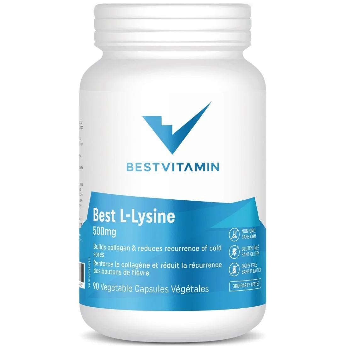BestVitamin Best L-Lysine, 500mg, Builds Collagen & Reduces Cold Sores, 90 Vegetable Capsules, Clearance 50% Off, Final Sale