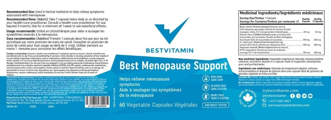 Bestvitamin Best Menopause Support, Helps reduce severity of hot flashes, improves sleep & mental wellbeing, 60 Capsules - Image 4