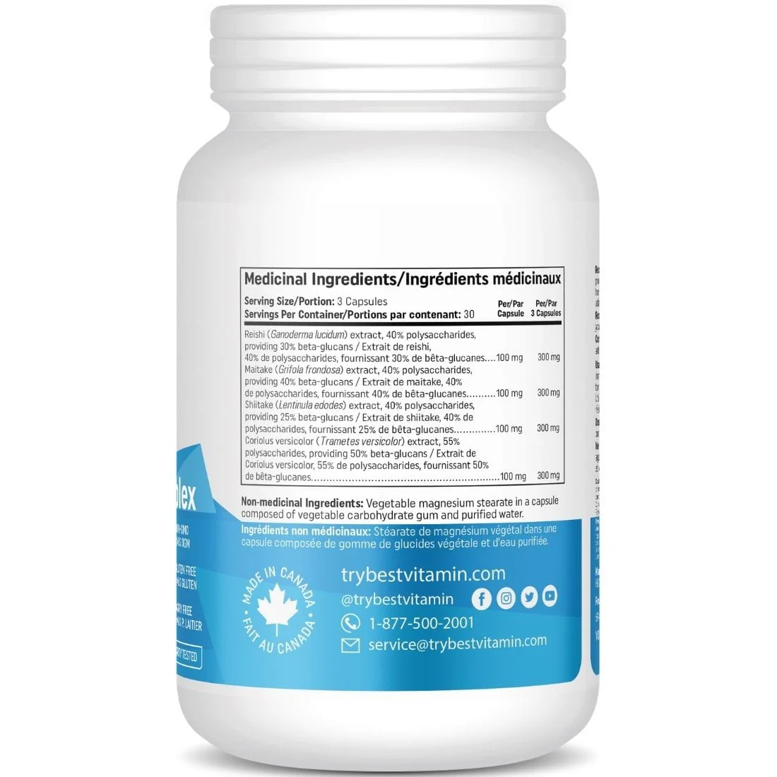 BestVitamin Best Mushroom Complex, Ultimate Energy, Immune & Stress Support, Reishi, Maitake, Shiitake, Coriolus, 90 Capsules - Image 2