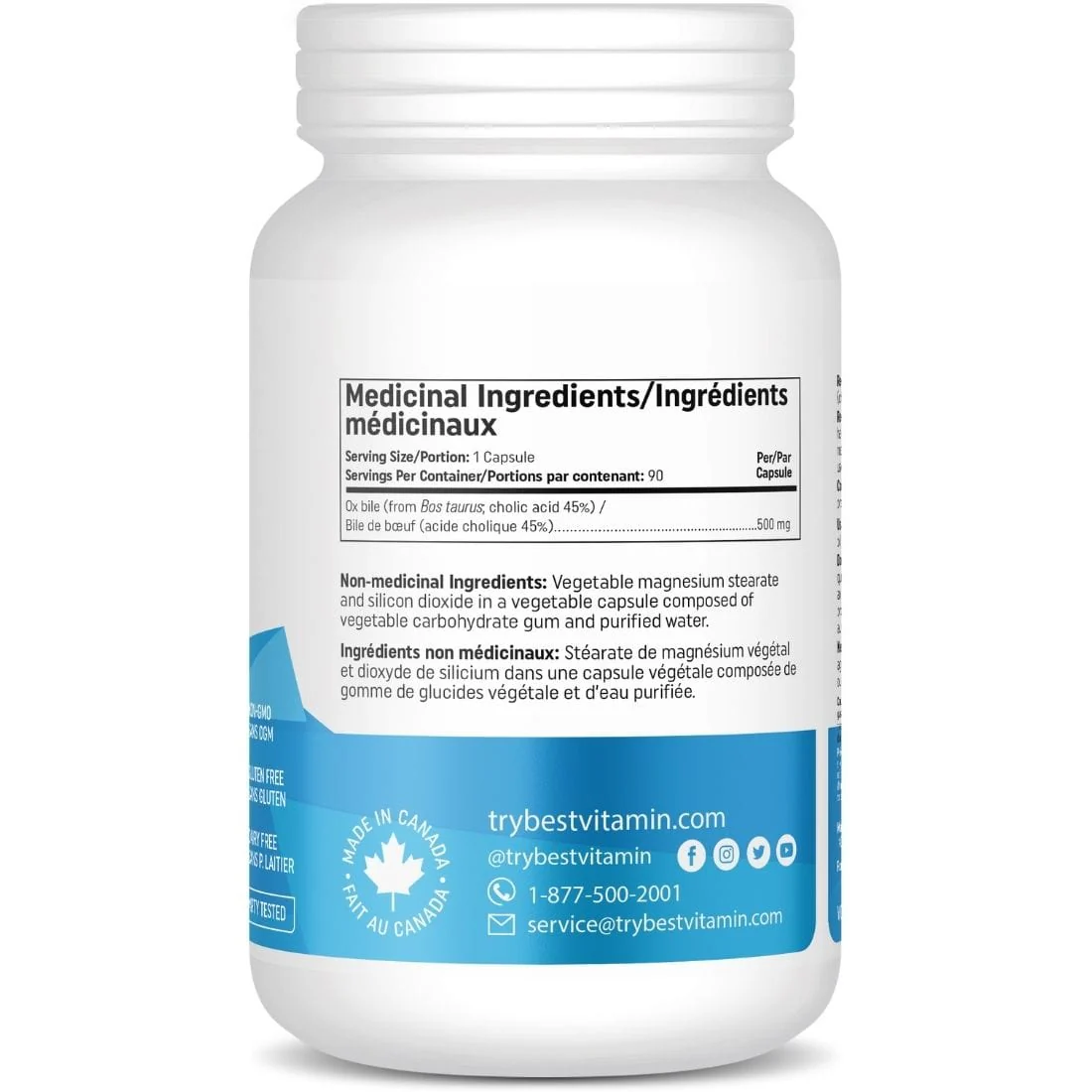 BestVitamin Best Ox Bile 500mg, Increase bile flow & aid digestion, 90 Vegetable Capsules - Image 2