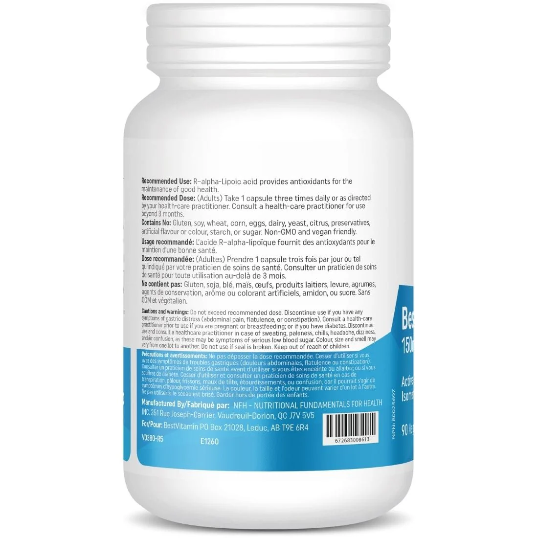 BestVitamin Best R+ Alpha Lipoic Acid 150mg Plus Biotin 50mcg, ALA, Non-GMO, 90 Vegetable Capsules - Image 3