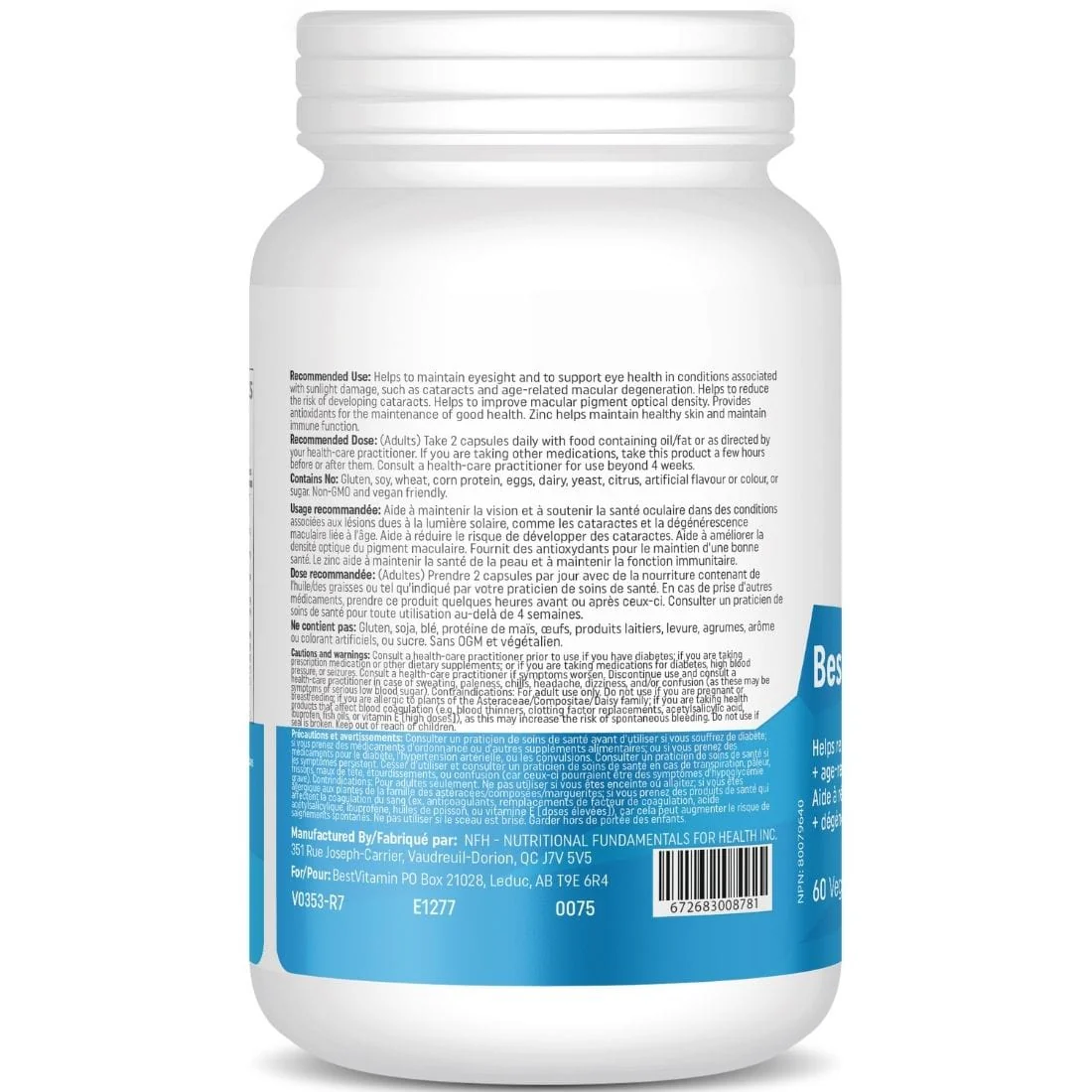 Bestvitamin Best Vision Support, Helps prevent degenerative eye disease, 60 Vegetable Capsules - Image 3
