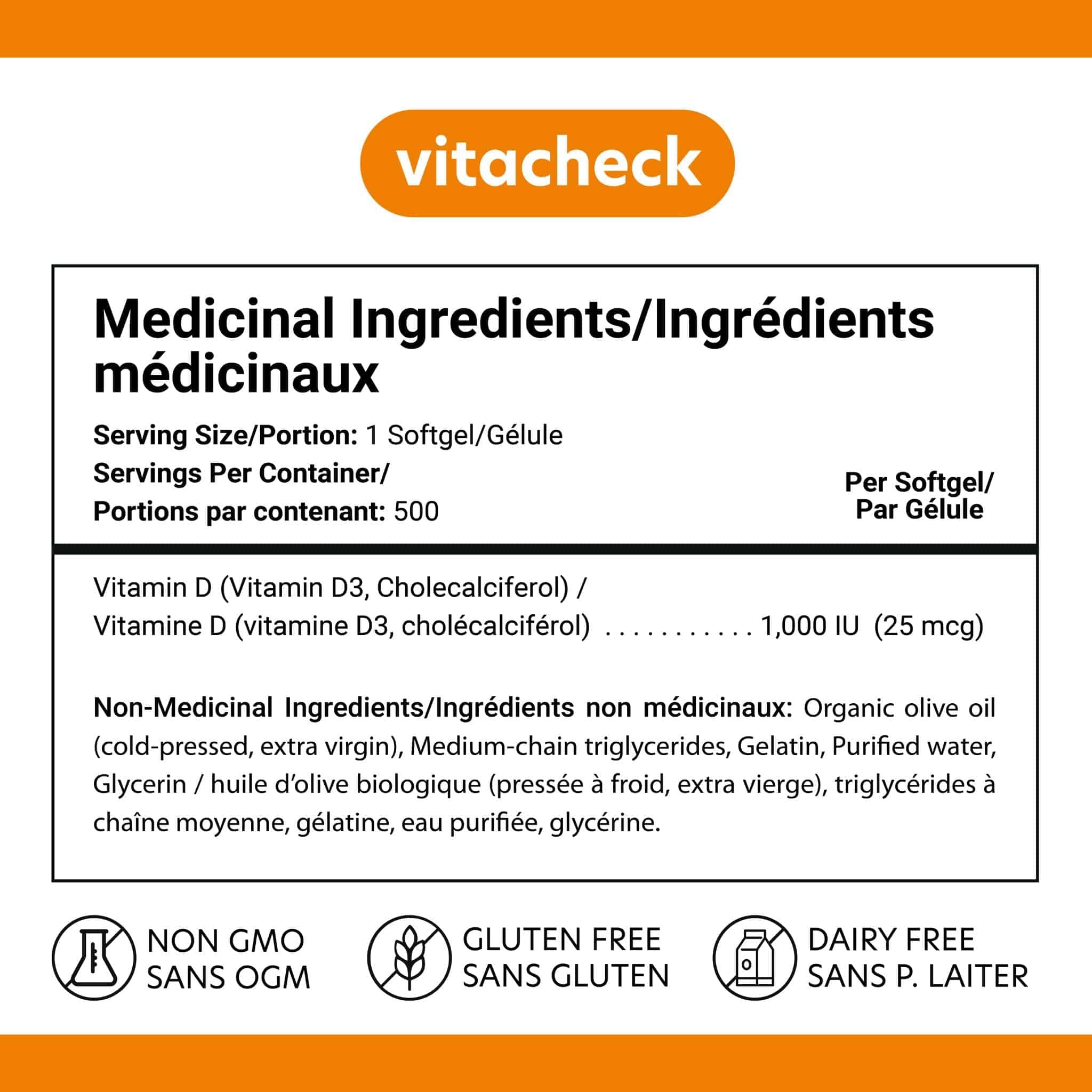 Vitacheck Vitamin D3 1000IU Softgels, In Organic Olive Oil For Better Absorption, 180 Softgels CLEARANCE 25% Off, Exp 9/27 Final Sale - Image 12