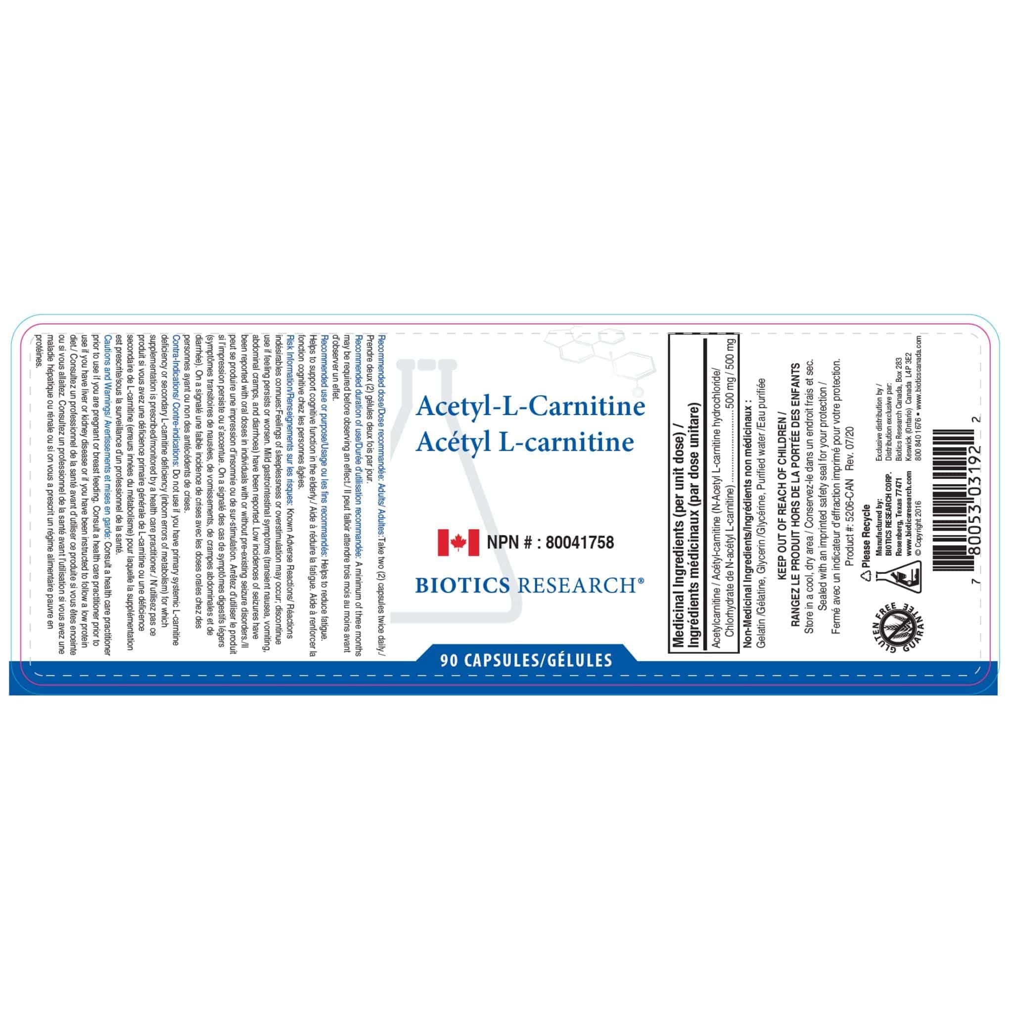 Biotics Research Acetyl-L-Carnitine 500mg, Supports Cognitive Function, Energy, and Fat Metabolism, 90 Capsules - Image 2