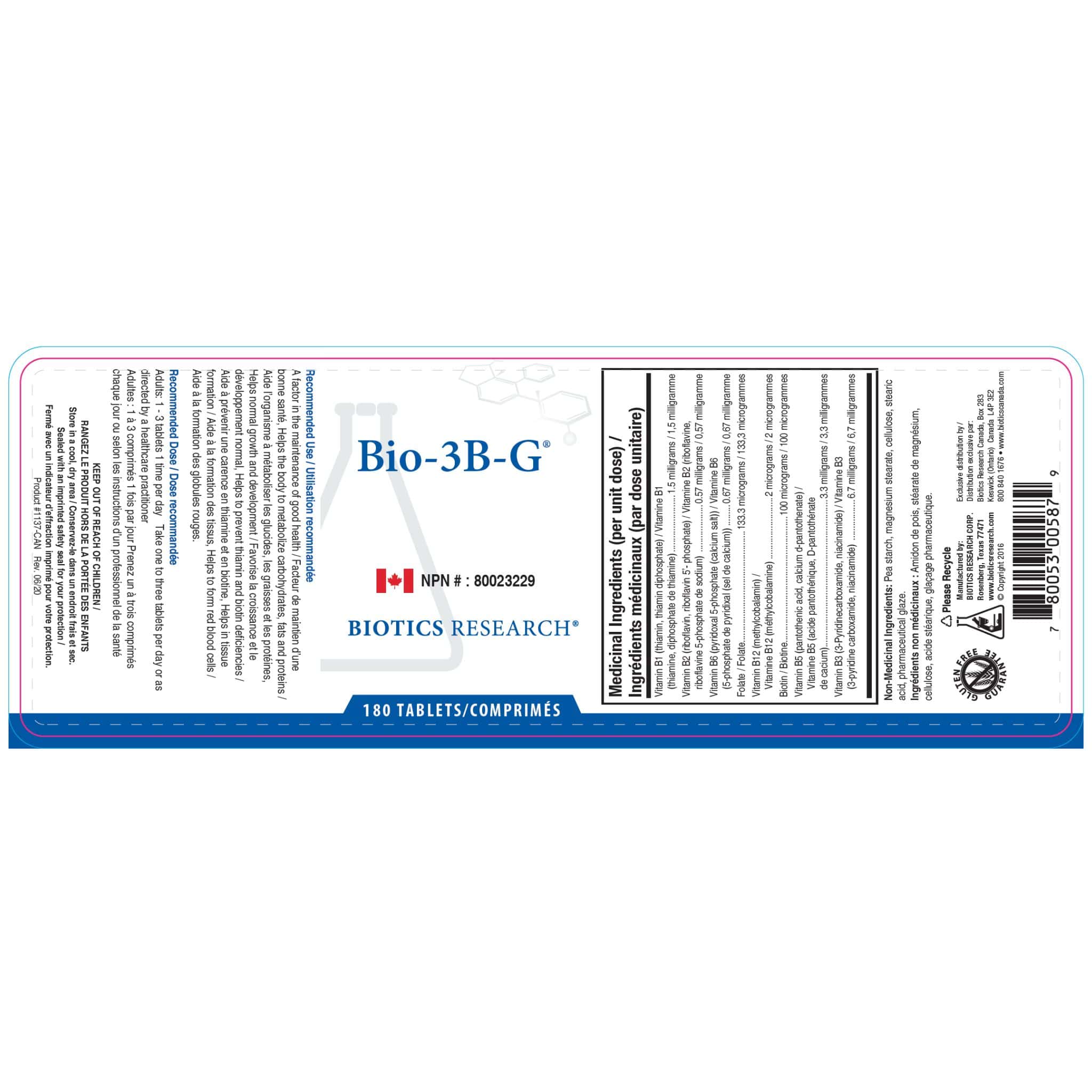 Biotics Research Bio-3B-G, 75% off Clearance Pricing, Expires Feb 8/2026, 180 Tablets - Image 3