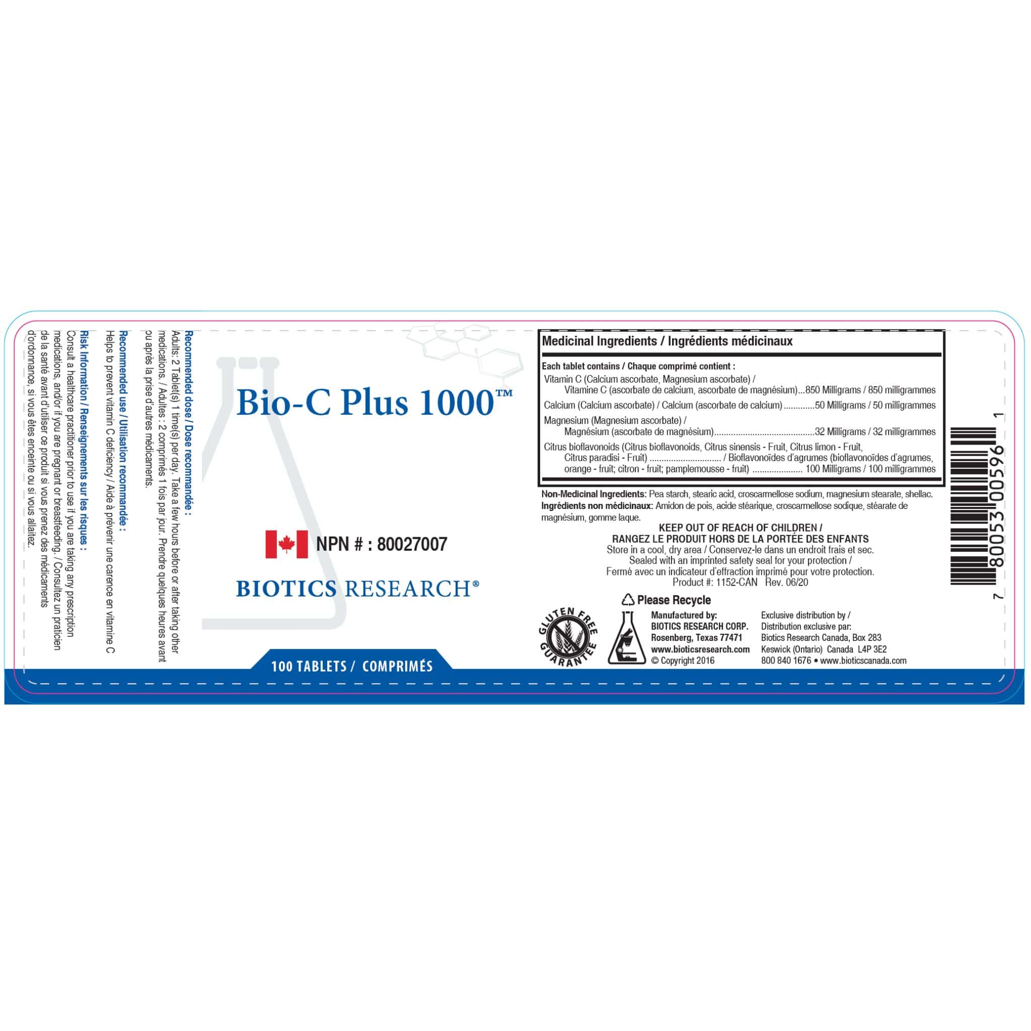 Biotics Research Bio-C Plus 1000, Buffered Vitamin C 1000mg with Calcium, Magnesium, Bioflavanoids, Immune and Allergy Support, 100 Tablets - Image 2