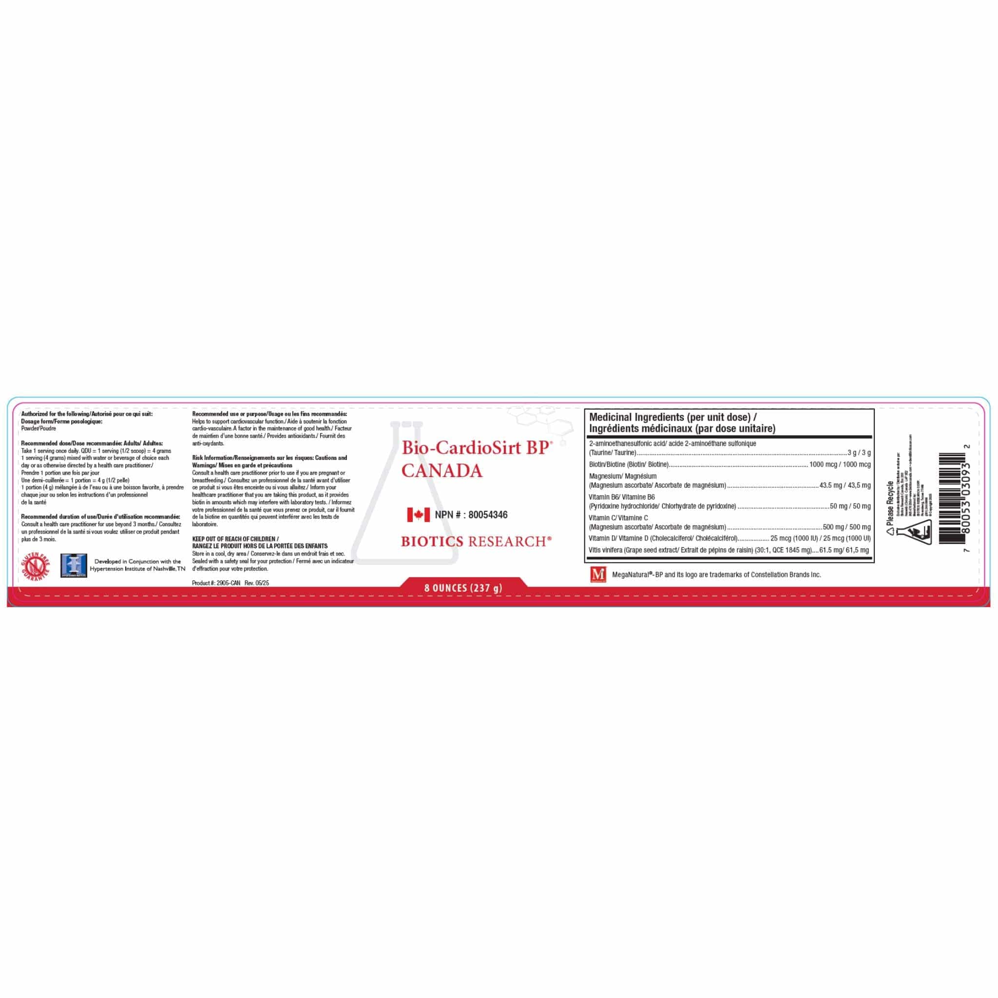 Biotics Research Bio-CardioSirt BP Powder, Supports Healthy Blood Pressure Levels, 234g - Image 2