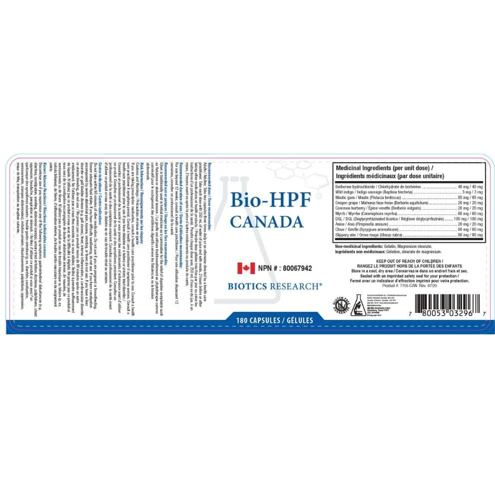 Biotics Research Bio-HPF, Support for H-pylori Bacteria, Gastric inflammation, Parasitic Infections, Toxic Bowel, 180 Capsules - Image 2