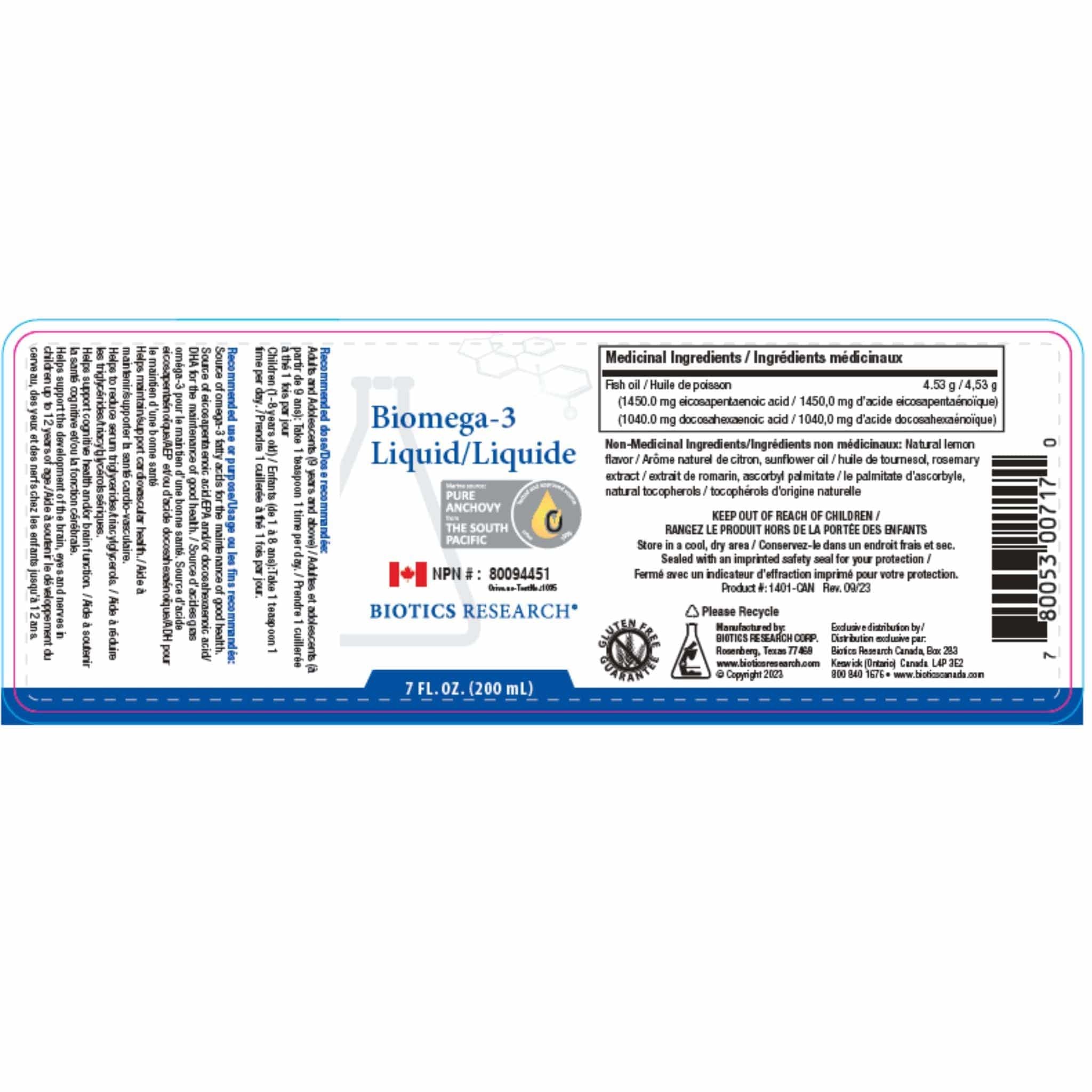 Biotics Research Biomega-3 Liquid, Marine Lipid Concentrate, Omega-3 with EPA 740mg & DHA 460mg, 200ml - Image 2