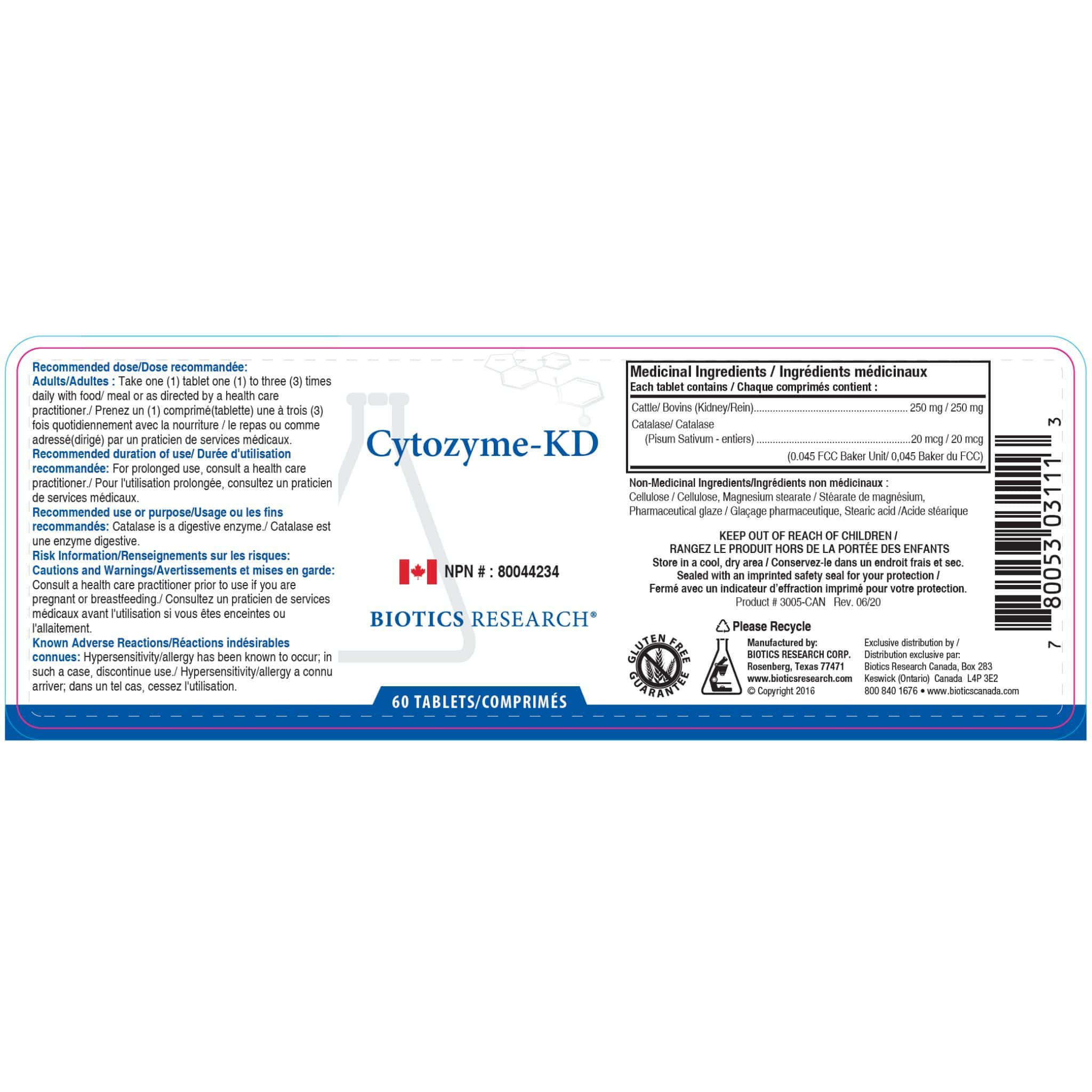 Biotics Research Cytozyme-KD, Supports Kidney Health with Neonatal Glandulars and Antioxidant Enzymes, 60 Tablets - Image 2