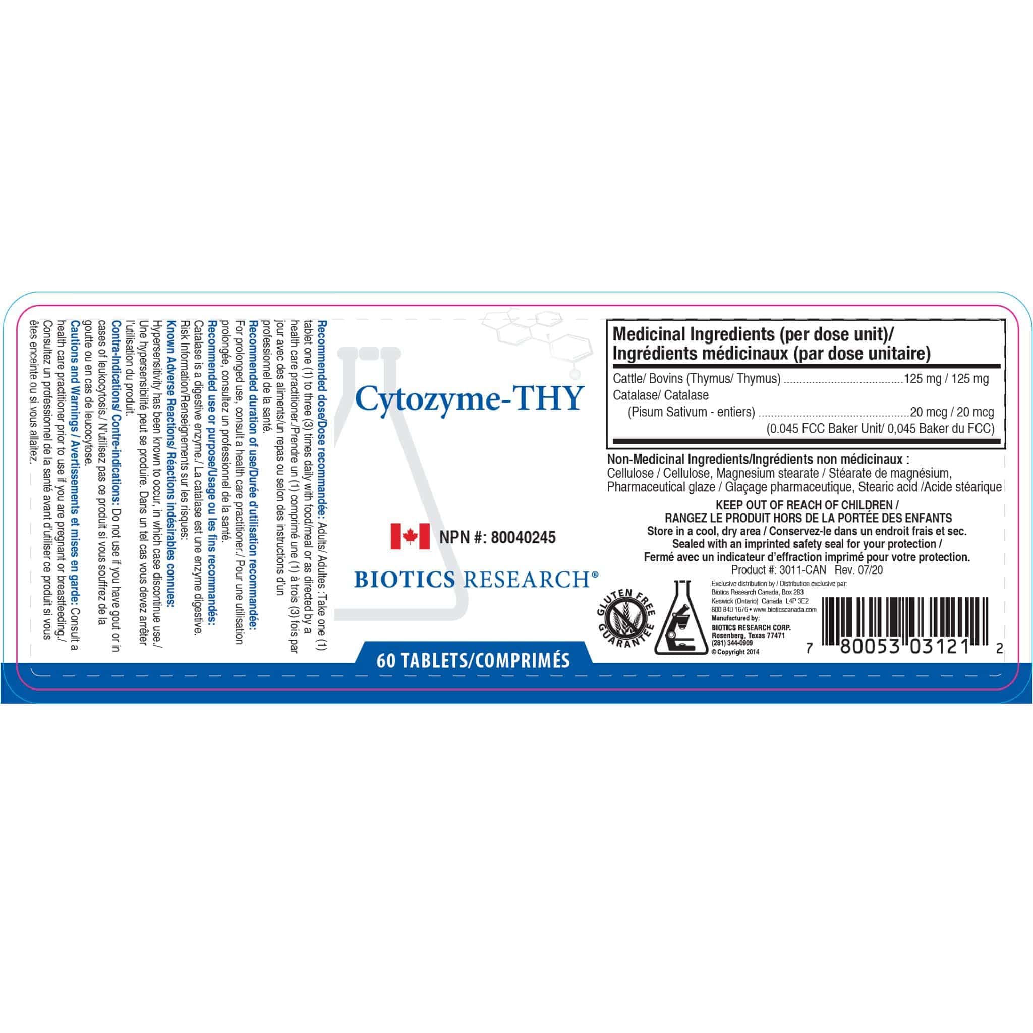 Biotics Research Cytozyme-THY, Thymus and Immune Support, 60 Tablets - Image 2